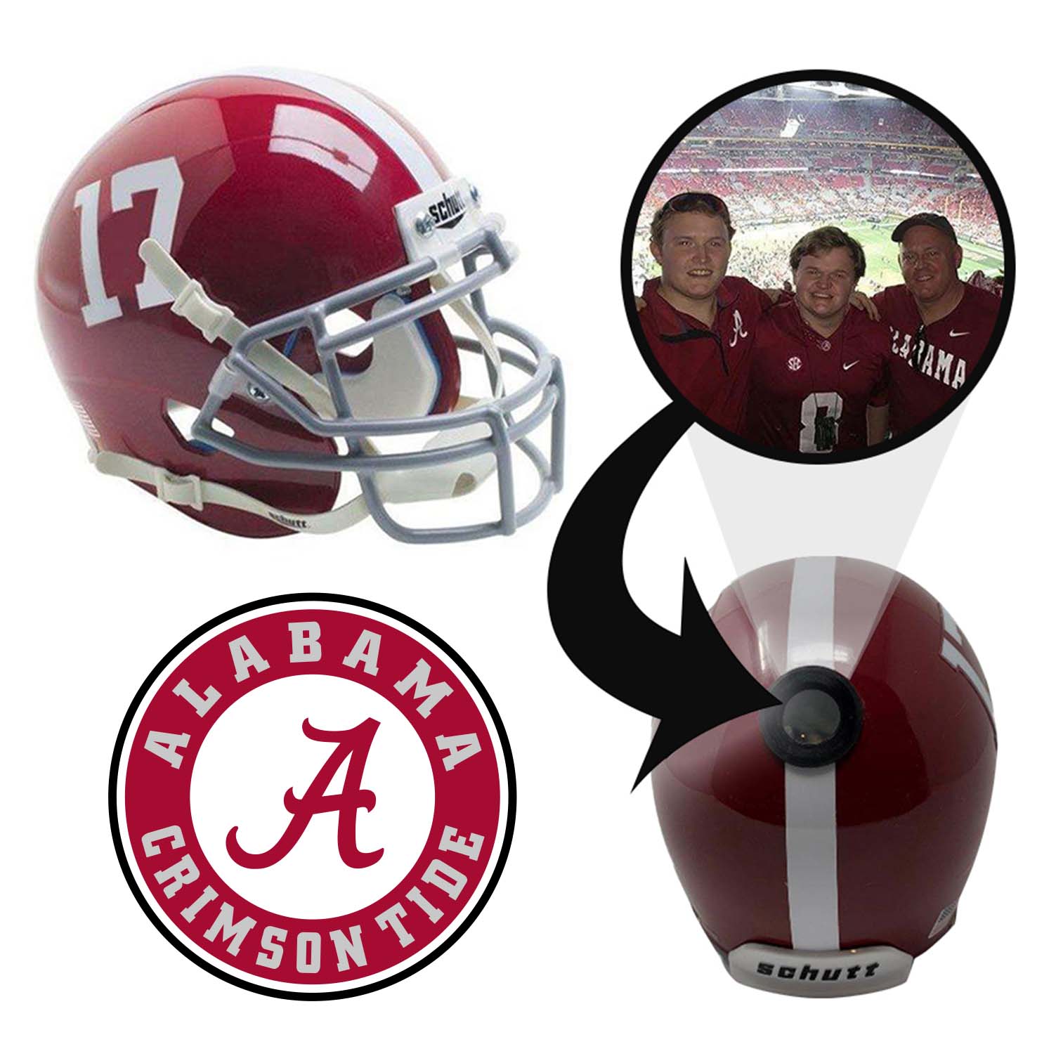 Alabama Crimson Tide College Football Collectible Mini Helmet - Picture Inside - FANZ Collectibles Fanz Collectibles