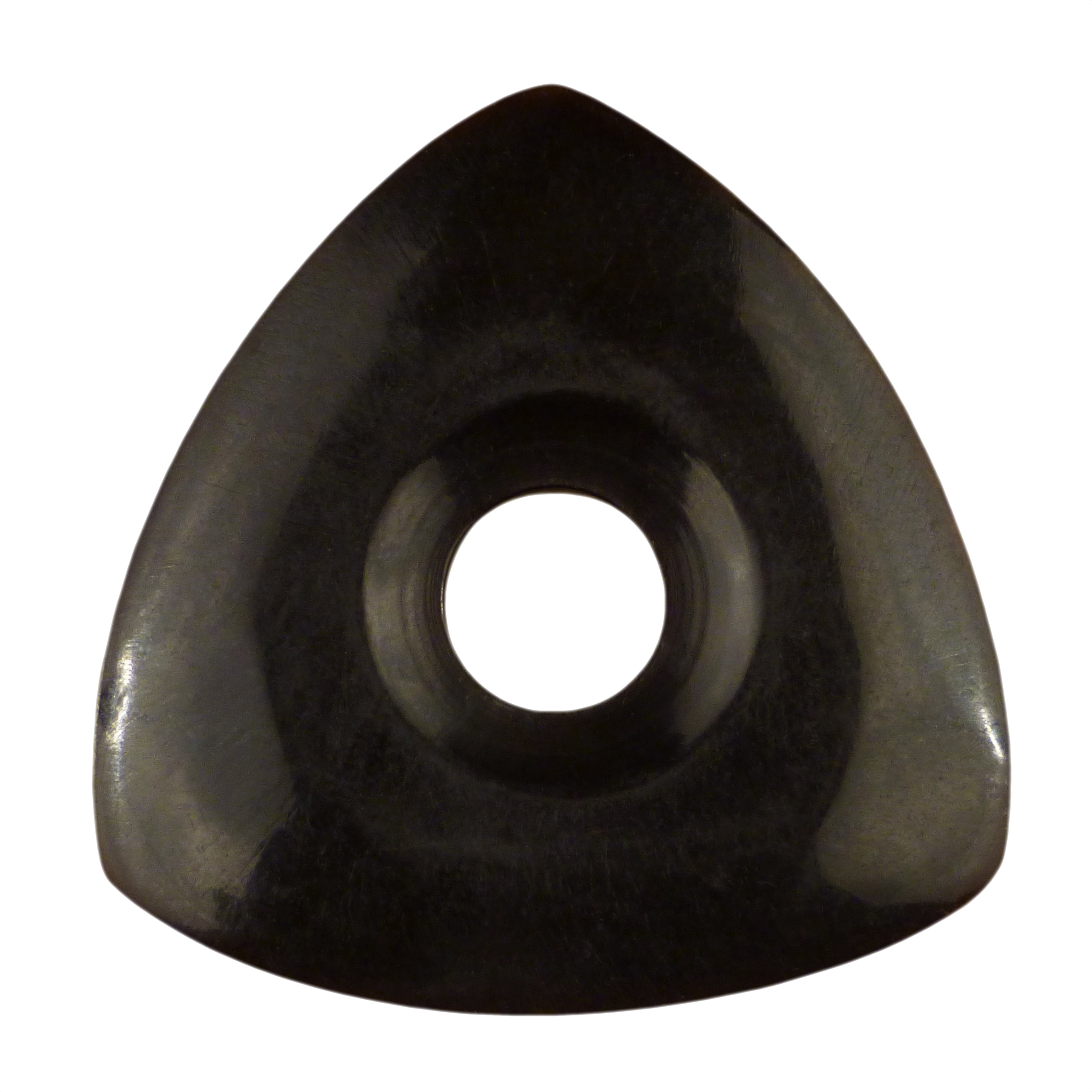 Black Buffalo Horn Guitar Or Bass Pick - 4.0 mm Ultra Heavy Gauge - 346 Contoured Triangle With Grip Hole Shape - Polished Finish Handmade Specialty Exotic Plectrum Exotic Plectrums