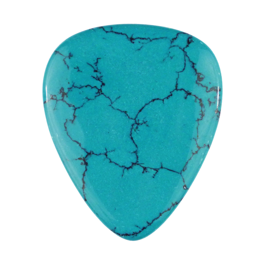Turquoise Stone Guitar Or Bass Pick - 3.0 mm Ultra Heavy Gauge - 351 Shape - Specialty Handmade Stone Exotic Plectrum Exotic Plectrums