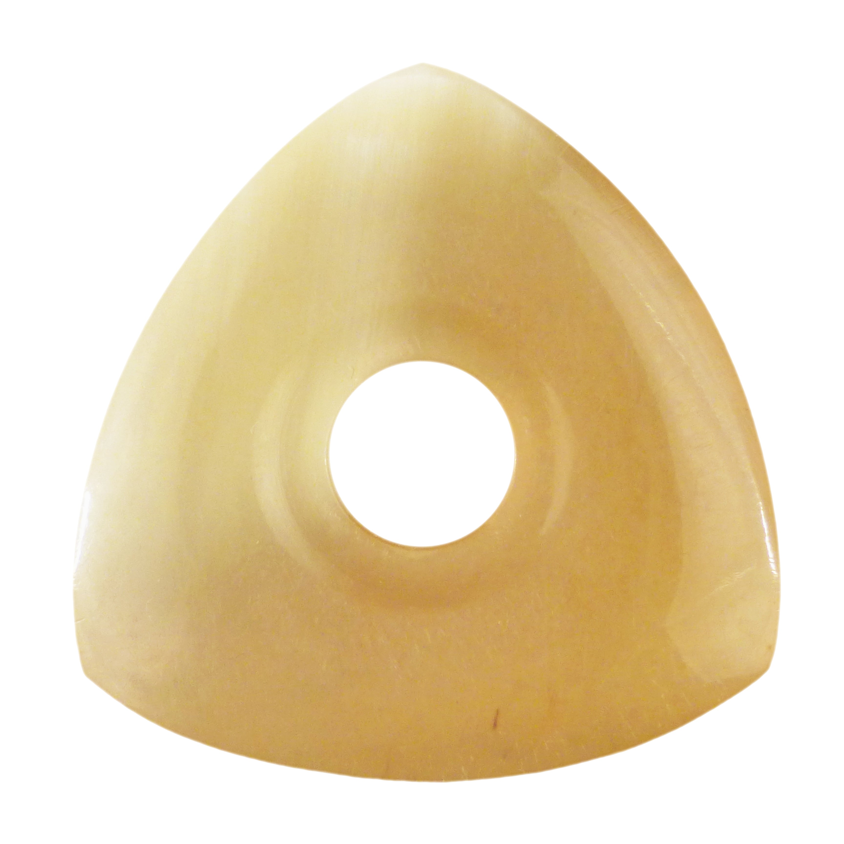 White Buffalo Horn Guitar Or Bass Pick - 4.0 mm Ultra Heavy Gauge - 346 Contoured Triangle With Grip Hole Shape - Polished Finish Handmade Specialty Exotic Plectrum Exotic Plectrums