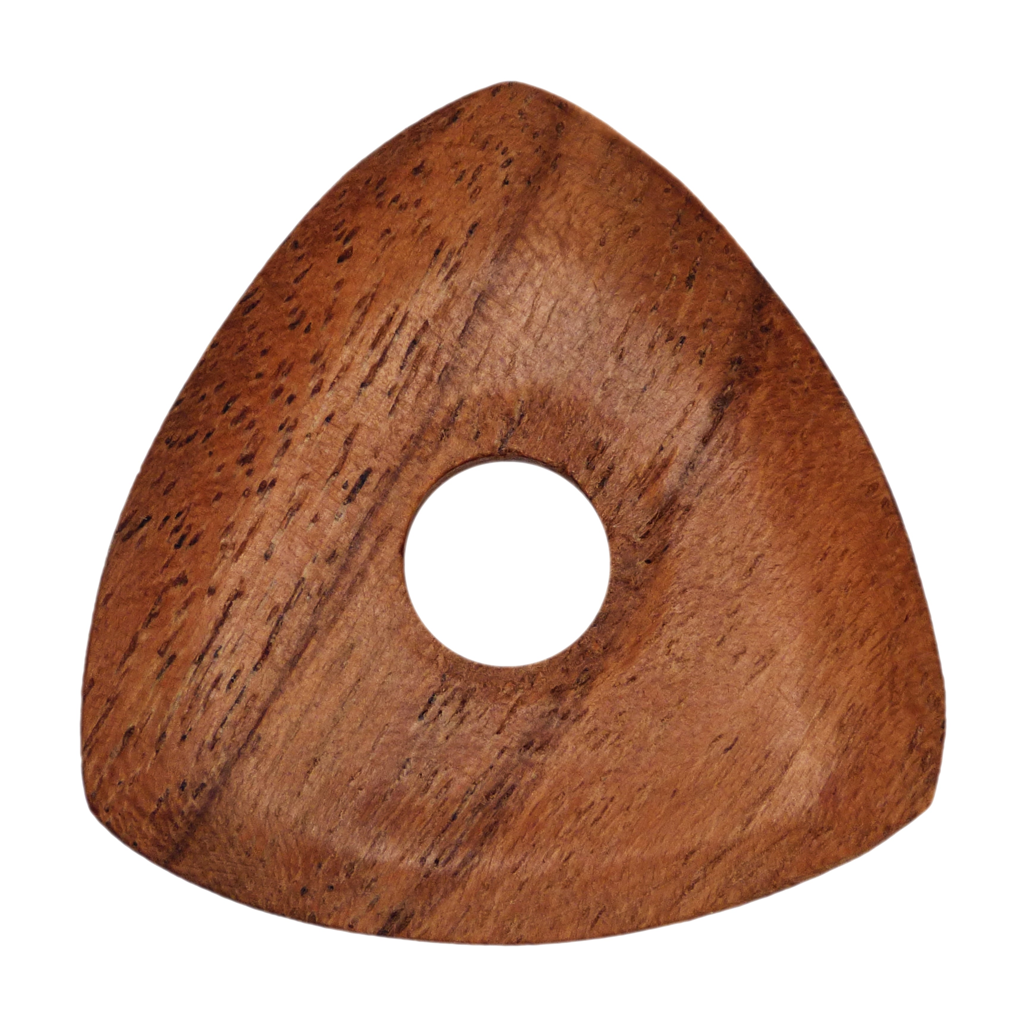 Acacia Wood Guitar Or Bass Pick - 4.0 mm Ultra Heavy Gauge - 346 Contoured Triangle With Grip Hole - Natural Finish Handmade Specialty Exotic Plectrum Exotic Plectrums