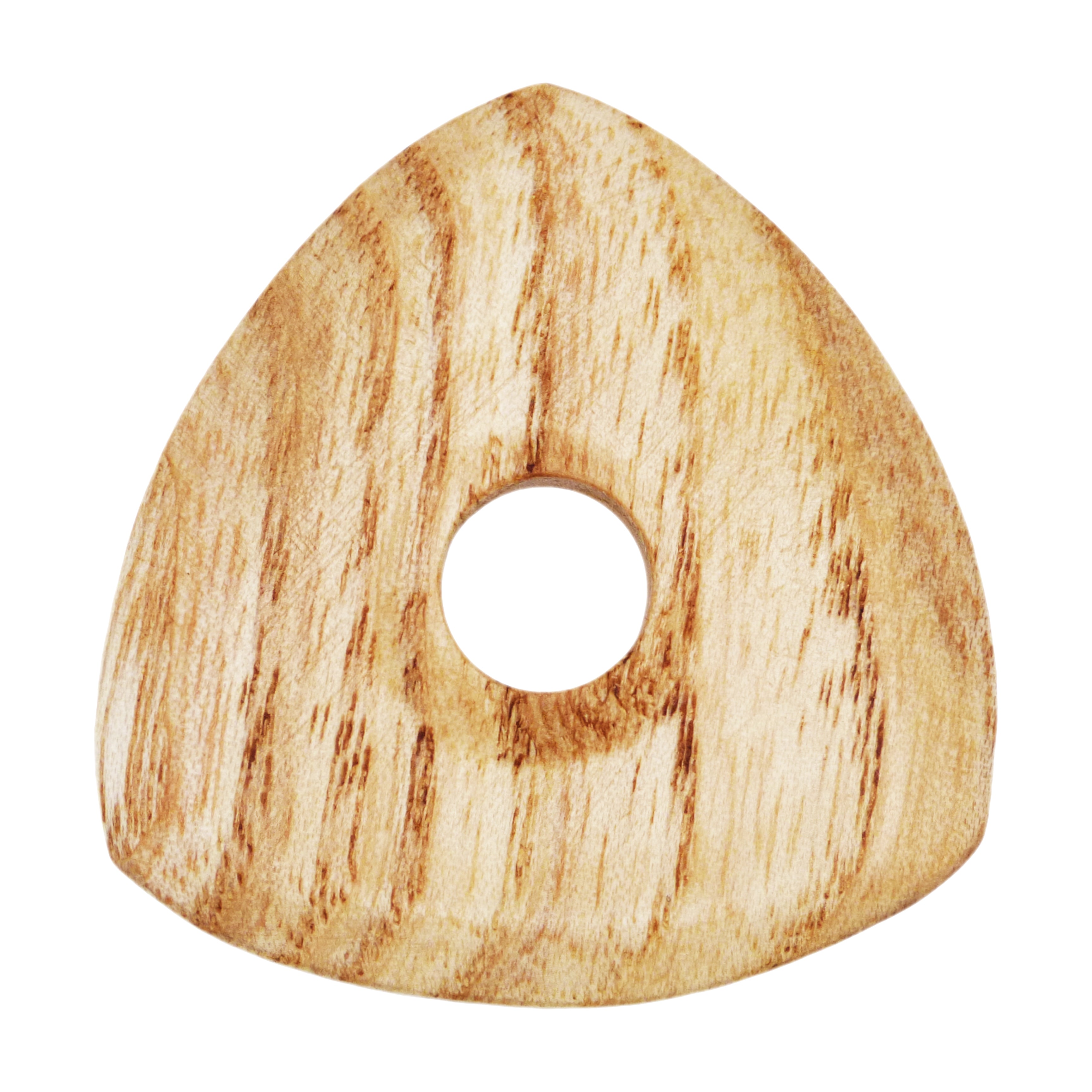 Ash Wood Guitar Or Bass Pick - 4.0 mm Ultra Heavy Gauge - 346 Contoured Triangle With Grip Hole - Natural Finish Handmade Specialty Exotic Plectrum Exotic Plectrums