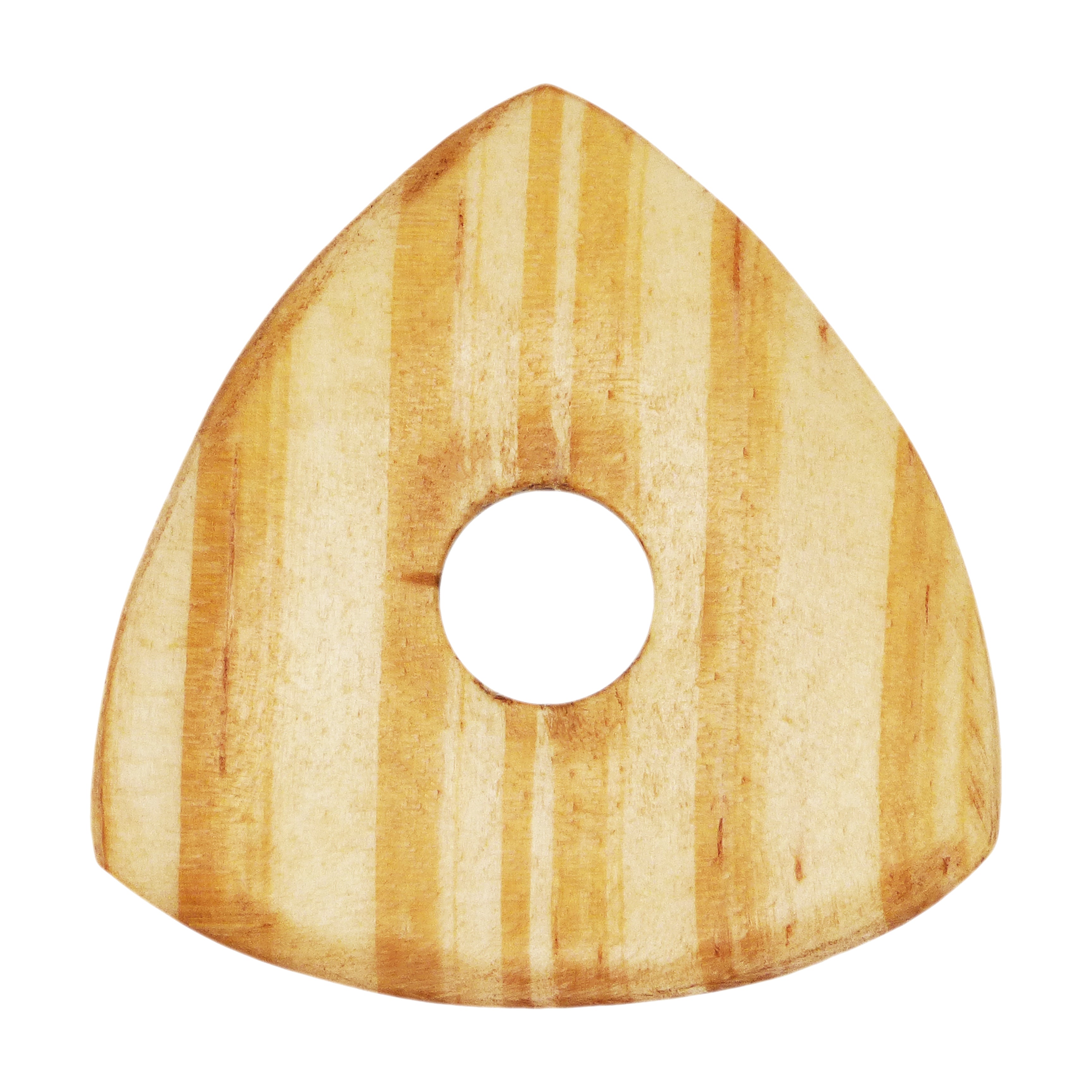 Cedar Wood Guitar Or Bass Pick - 4.0 mm Ultra Heavy Gauge - 346 Contoured Triangle With Grip Hole Shape - Natural Finish Handmade Specialty Exotic Plectrum Exotic Plectrums
