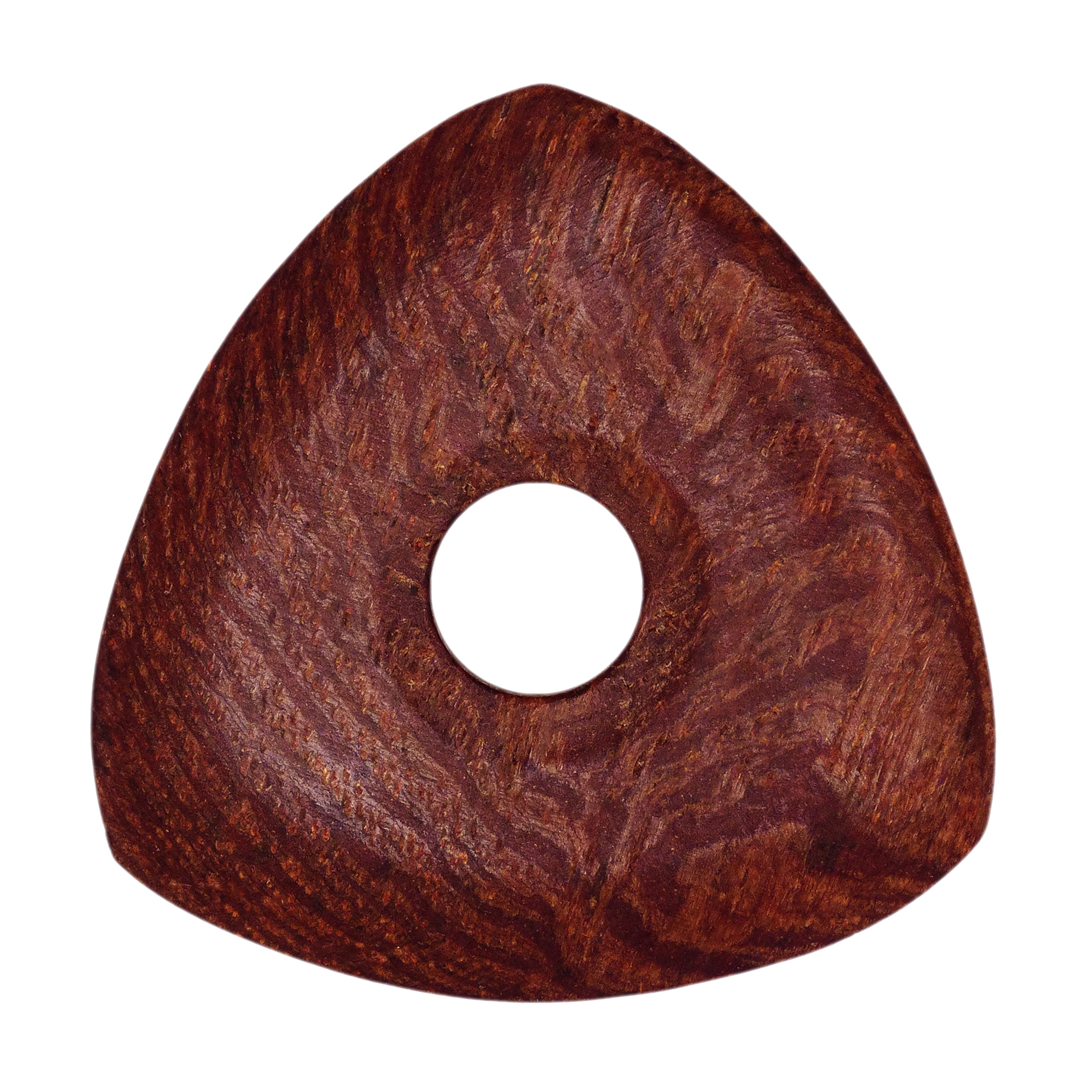 Mahogany Wood Guitar Or Bass Pick - 4.0 mm Ultra Heavy Gauge - 346 Contoured Triangle With Grip Hole Shape - Natural Finish Handmade Specialty Exotic Plectrum Exotic Plectrums
