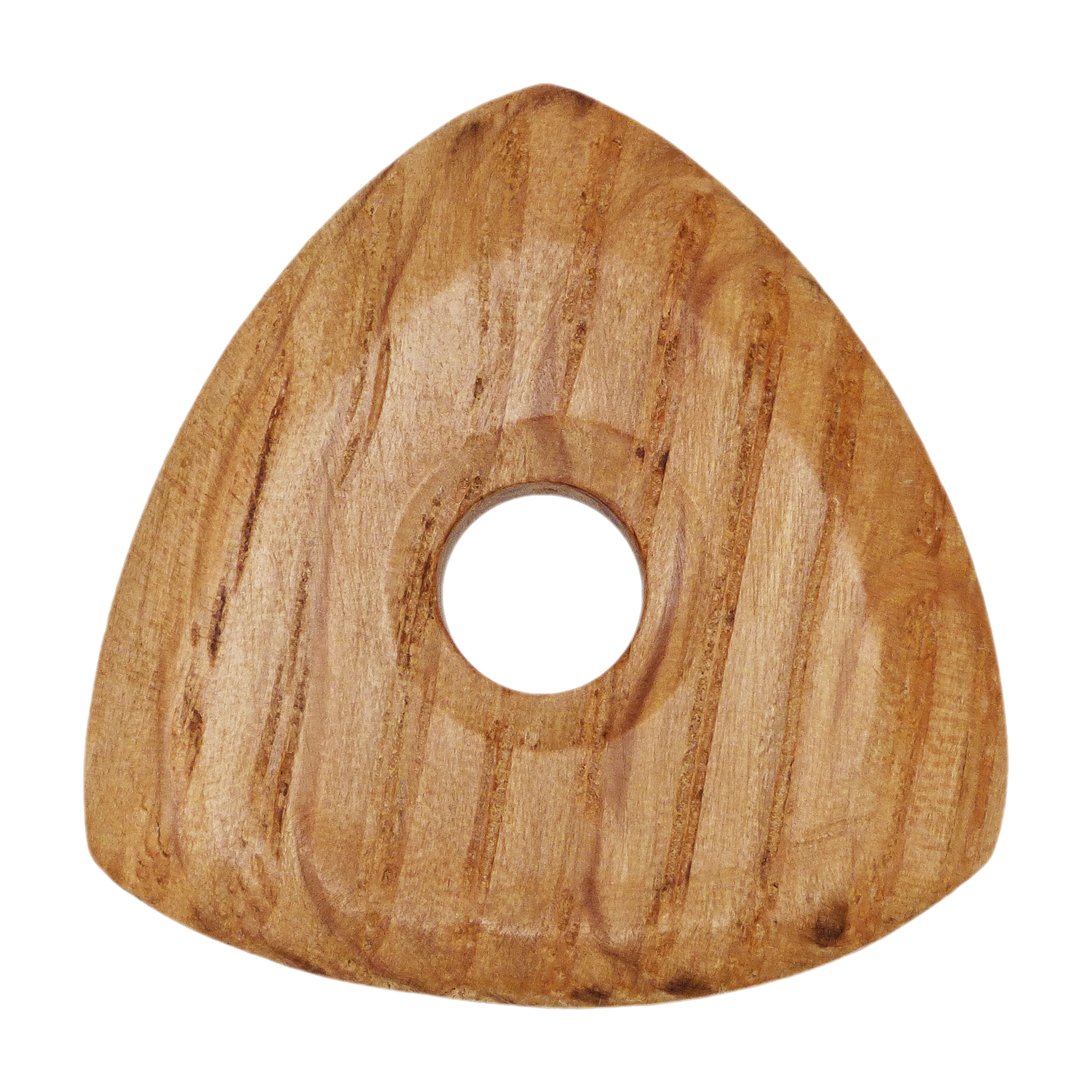 Oak Wood Guitar Or Bass Pick - 4.0 mm Ultra Heavy Gauge - 346 Contoured Triangle With Grip Hole Shape - Natural Finish Handmade Specialty Exotic Plectrum Exotic Plectrums