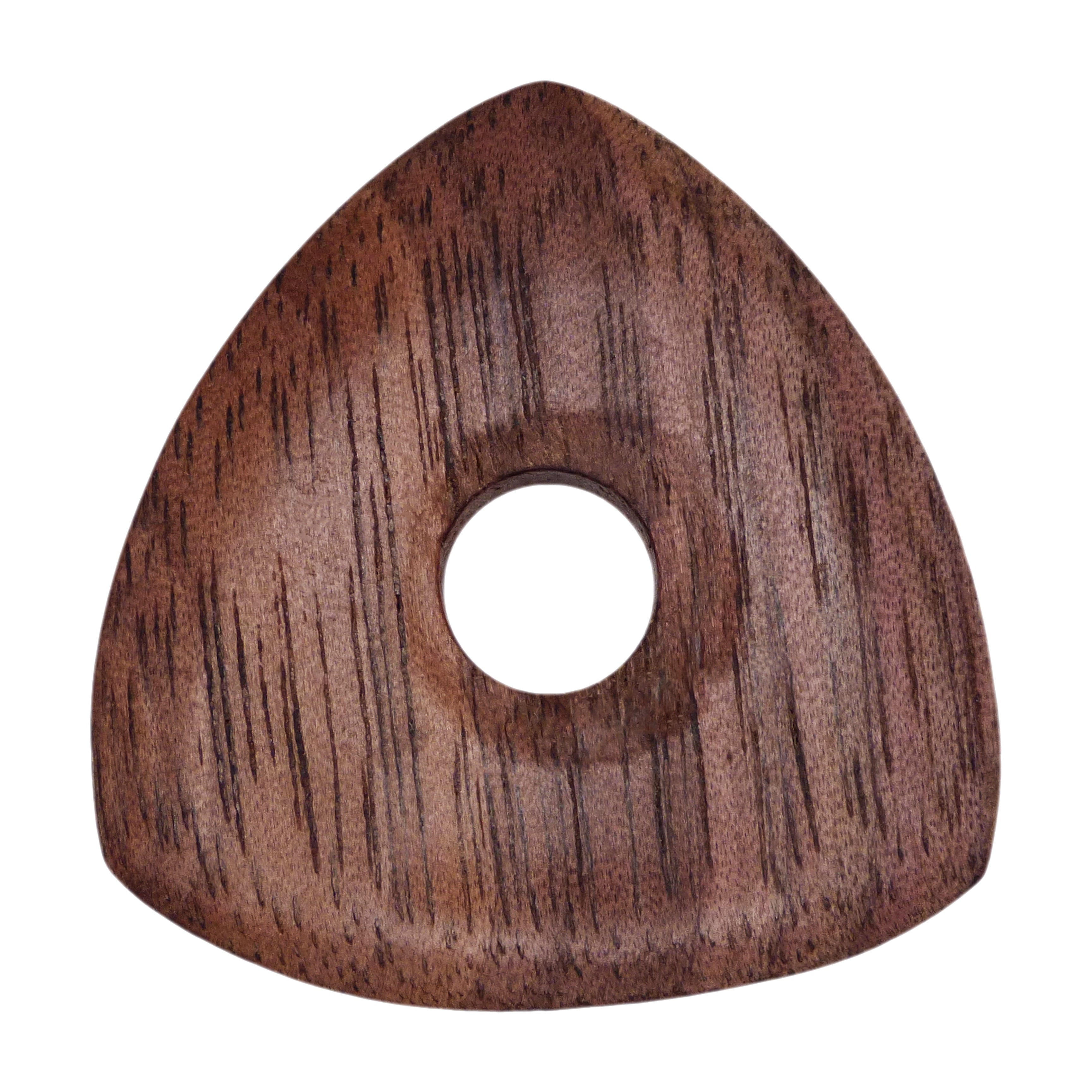 Walnut Wood Guitar Or Bass Pick - 4.0 mm Ultra Heavy Gauge - 346 Contoured Triangle With Grip Hole Shape - Natural Finish Handmade Specialty Exotic Plectrum Exotic Plectrums