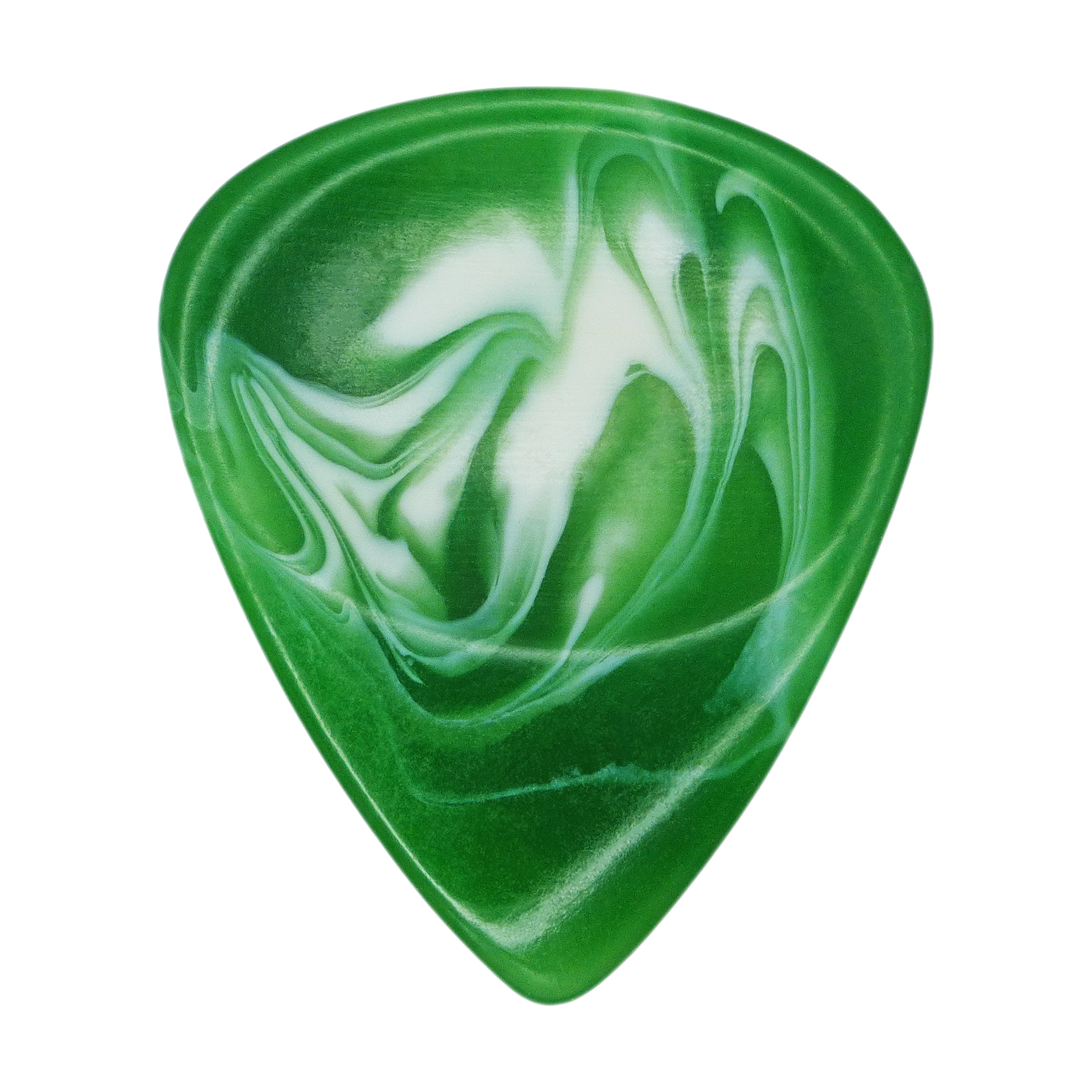Green With White Swirls Resin Guitar Or Bass Pick - 3.0 mm Ultra Heavy Gauge - 351 Groove Shape - Polished Finish Hand Poured And Handmade Specialty Exotic Plectrum Exotic Plectrums