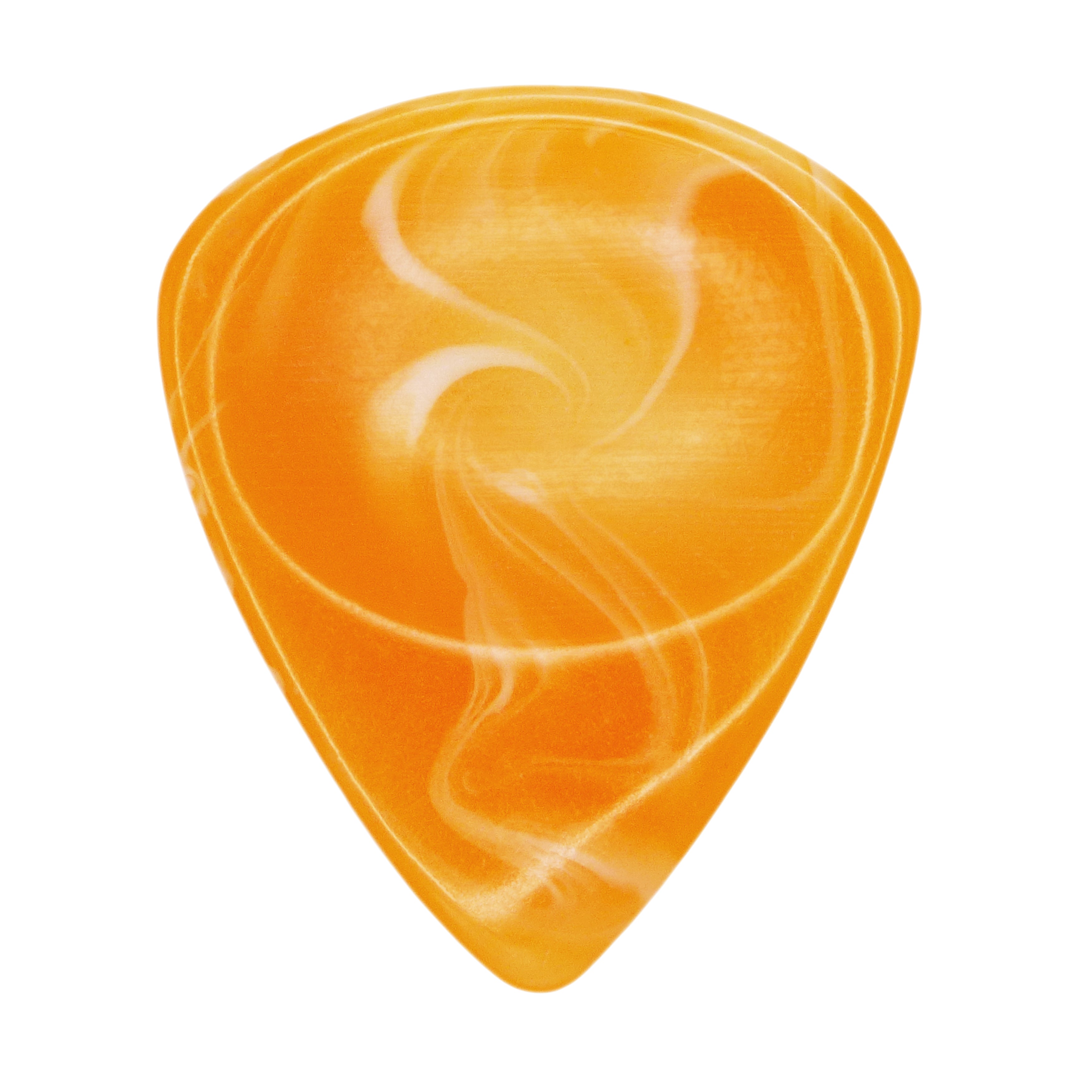 Orange With White Swirls Resin Guitar Or Bass Pick - 3.0 mm Ultra Heavy Gauge - 351 Groove Shape - Polished Finish Hand Poured And Handmade Specialty Exotic Plectrum Exotic Plectrums