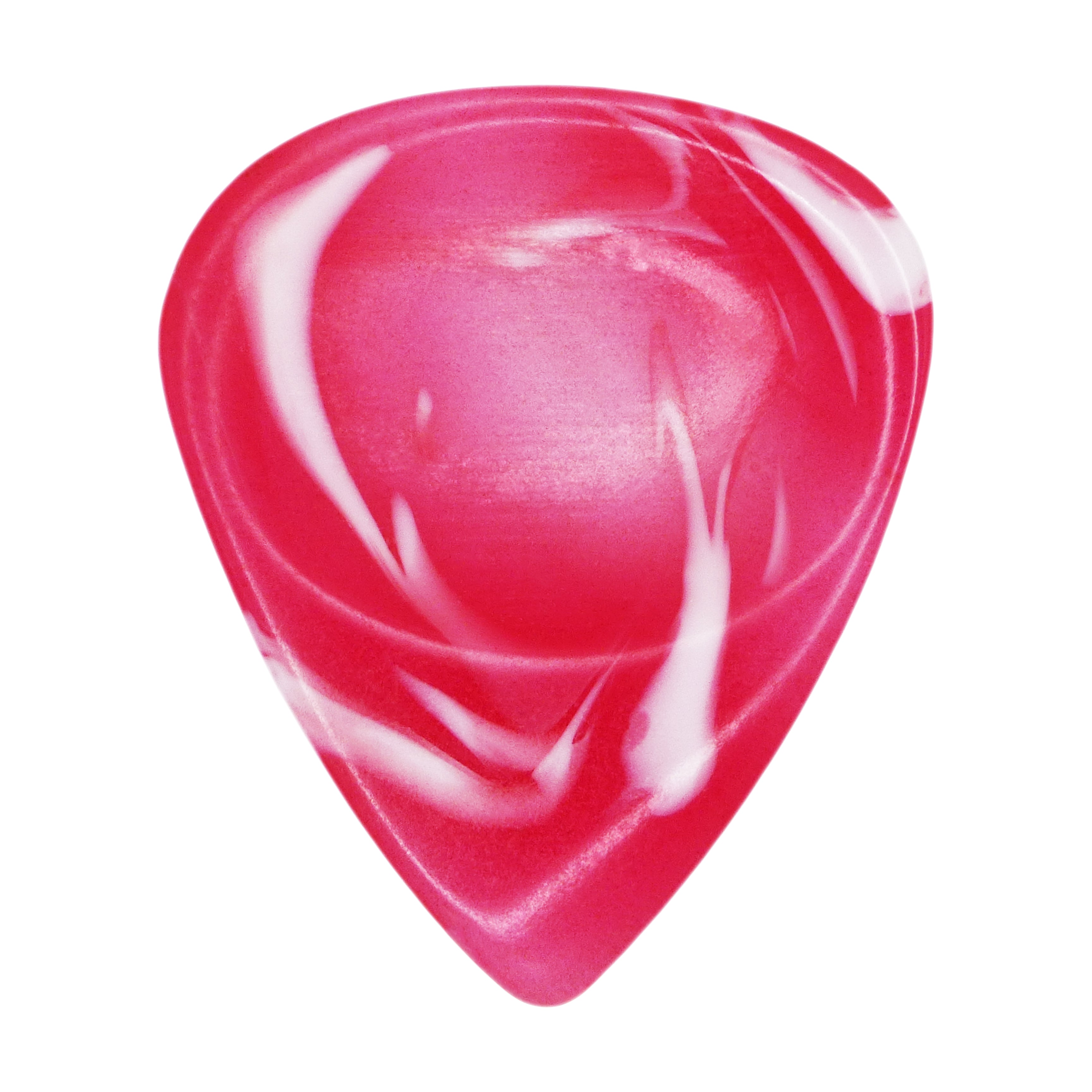 Red With White Swirls Resin Guitar Or Bass Pick - 3.0 mm Ultra Heavy Gauge - 351 Groove Shape - Polished Finish Hand Poured And Handmade Specialty Exotic Plectrum Exotic Plectrums