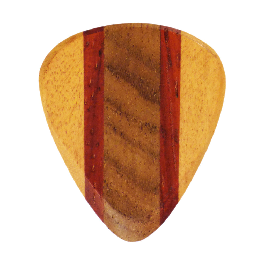 Maple, Padauk, & Teak Wood Guitar Or Bass Pick - 3.0 mm Ultra Heavy Gauge - 351 Wedge Shape - Natural Finish Handmade Specialty Exotic Plectrum Exotic Plectrums