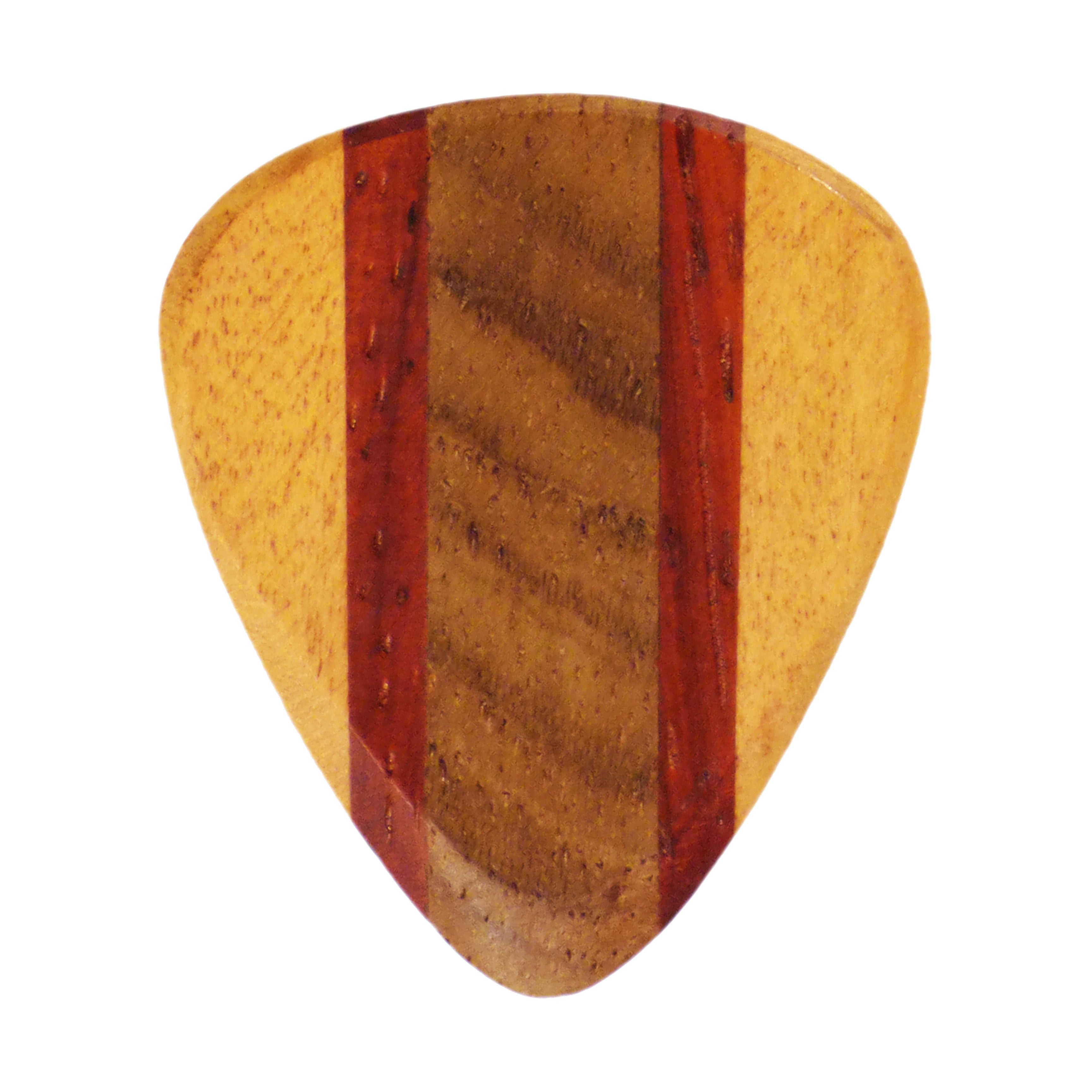 Maple, Padauk, & Teak Wood Guitar Or Bass Pick - 3.0 mm Ultra Heavy Gauge - 351 Wedge Shape - Natural Finish Handmade Specialty Exotic Plectrum Exotic Plectrums