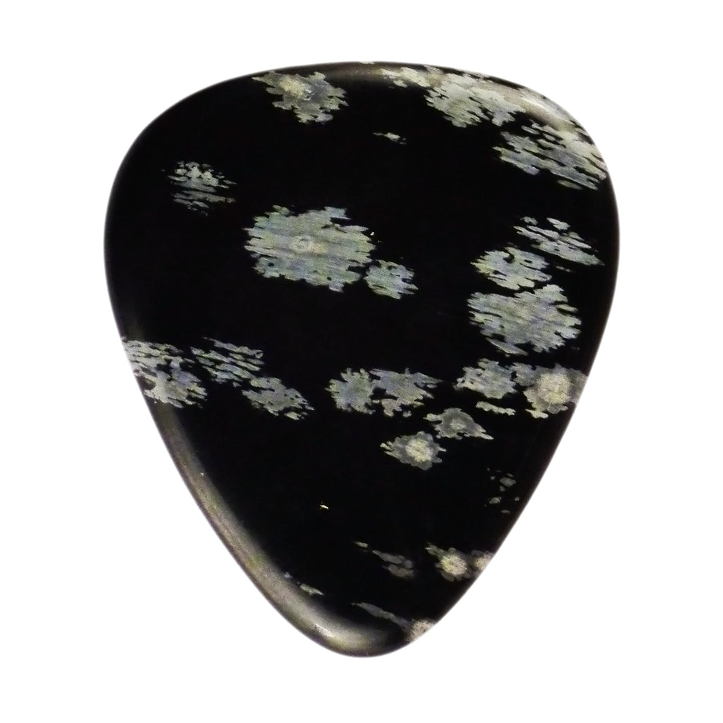 Snowflake Obsidian Volcanic Glass Stone Guitar Pick - 3.0 mm Ultra Heavy Gauge - 351 Shape - Specialty Handmade Exotic Gemstone Plectrum Exotic Plectrums