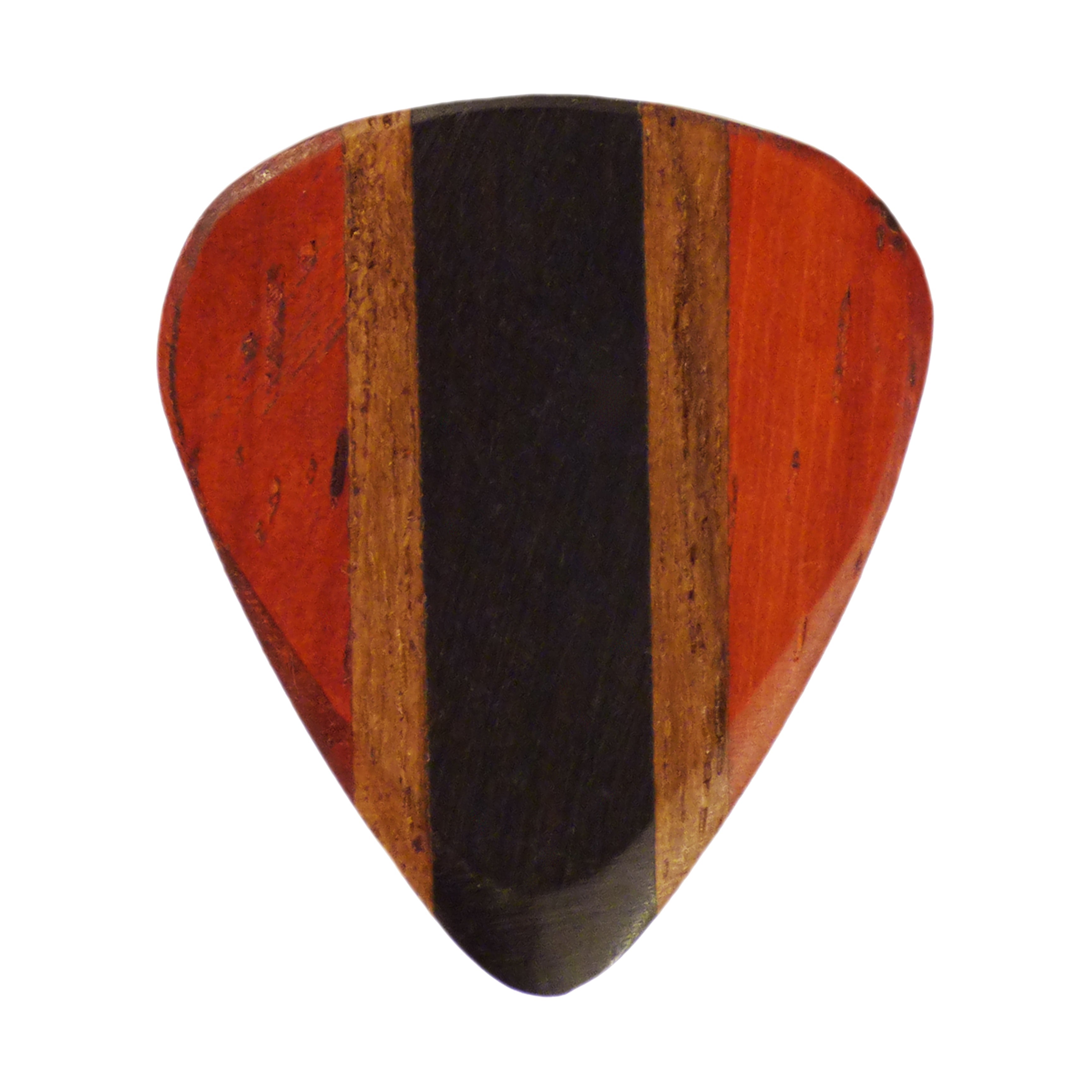 Padauk, Teak, & Ebony Wood Guitar Or Bass Pick - 3.0 mm Ultra Heavy Gauge - 351 Wedge Shape - Natural Finish Handmade Specialty Exotic Plectrum Exotic Plectrums