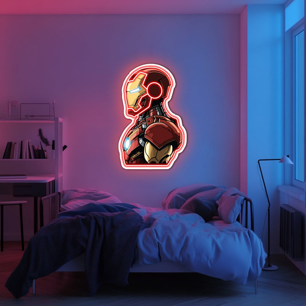 UV Printed Iron-Man Neon Wall Art- LV0076 Liviqon.co
