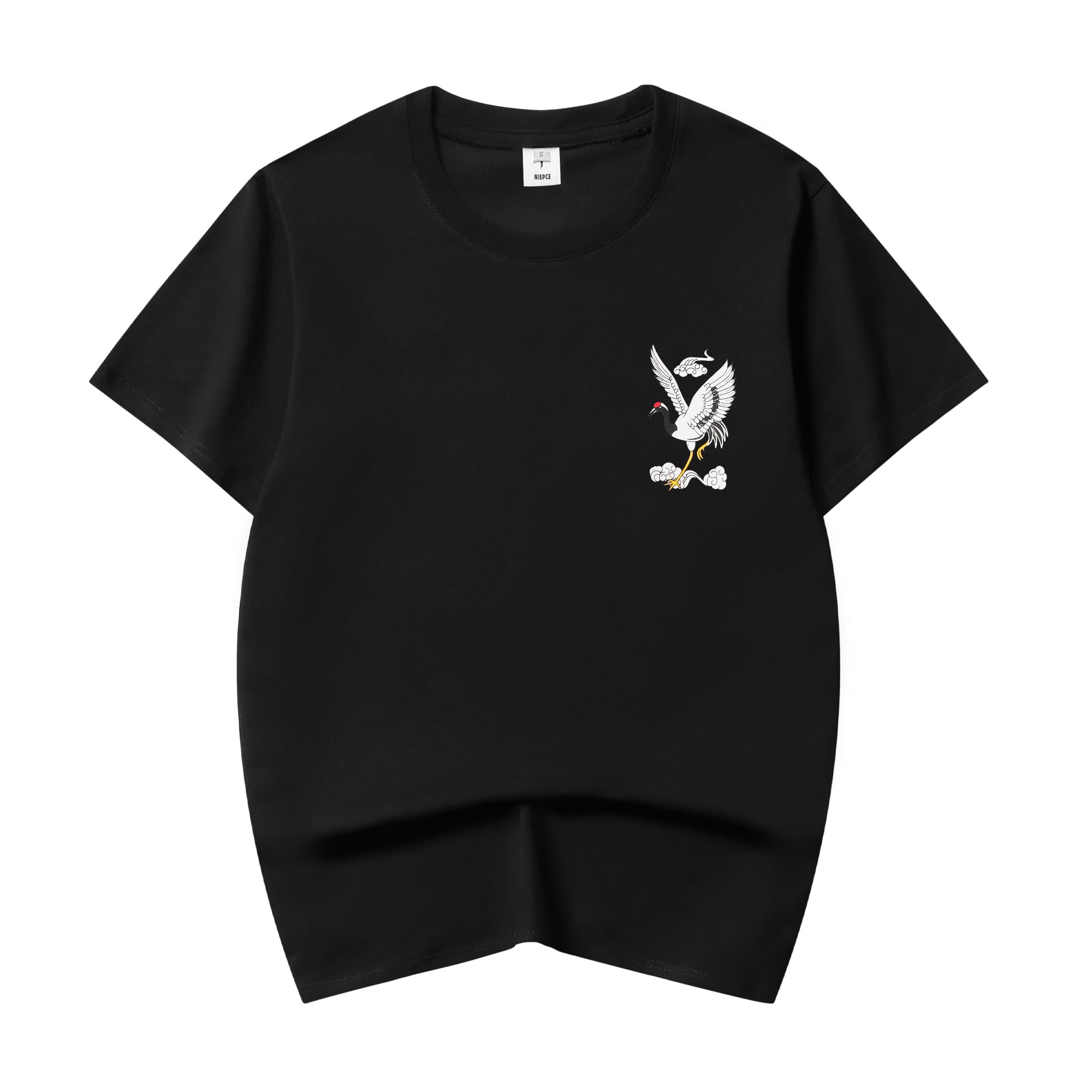 YeT028 Crane and Waves Tee Niepce