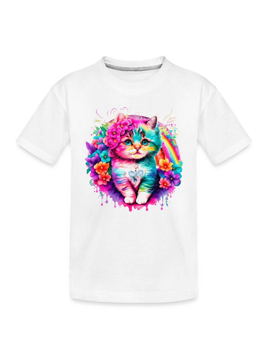 Toddler Girls Colorful Kitten Short Sleeve Tee Shirt NicholesGifts