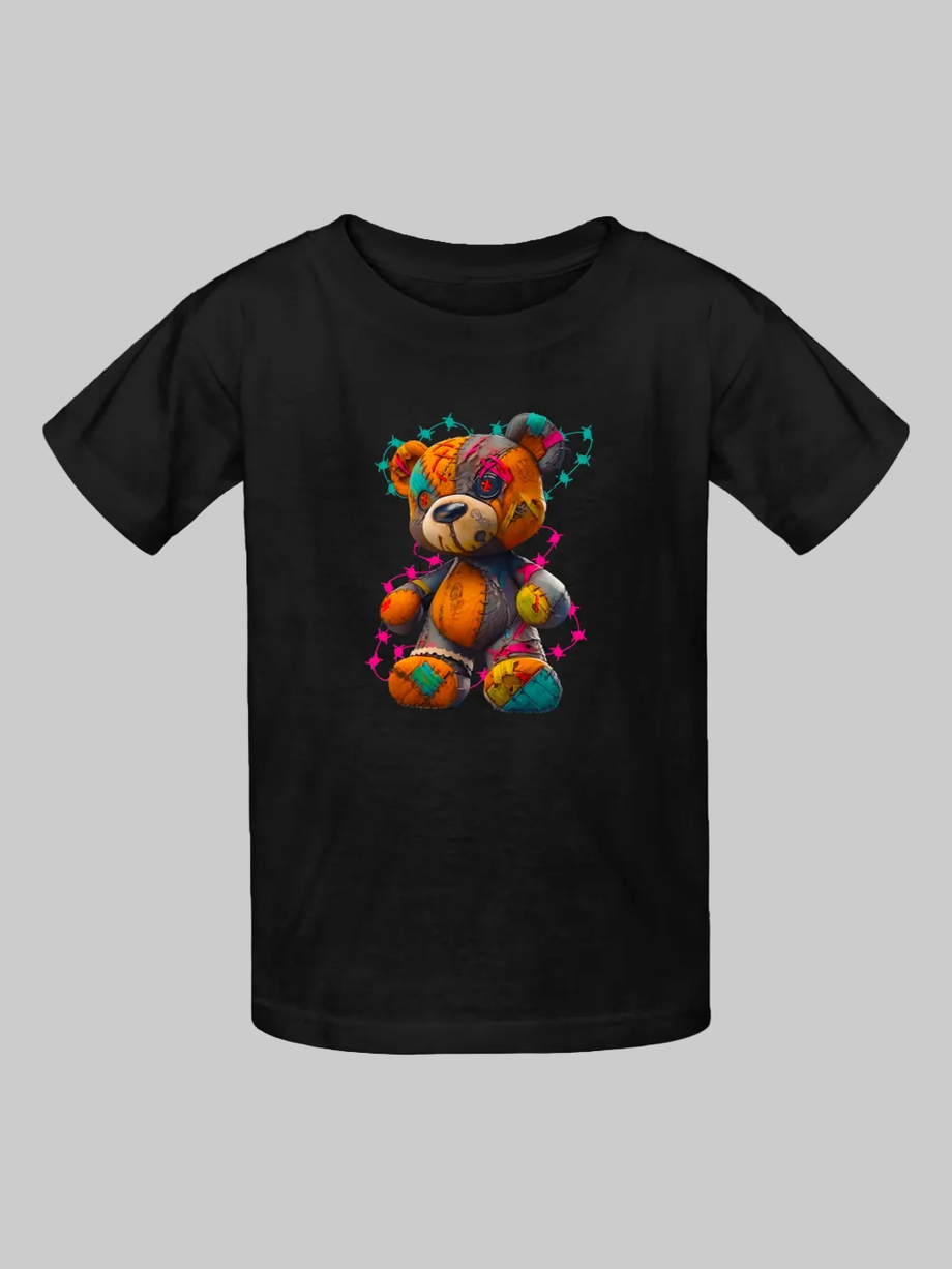 Boys Multicolor Teddy Bear Short Sleeve T-Shirt NicholesGifts