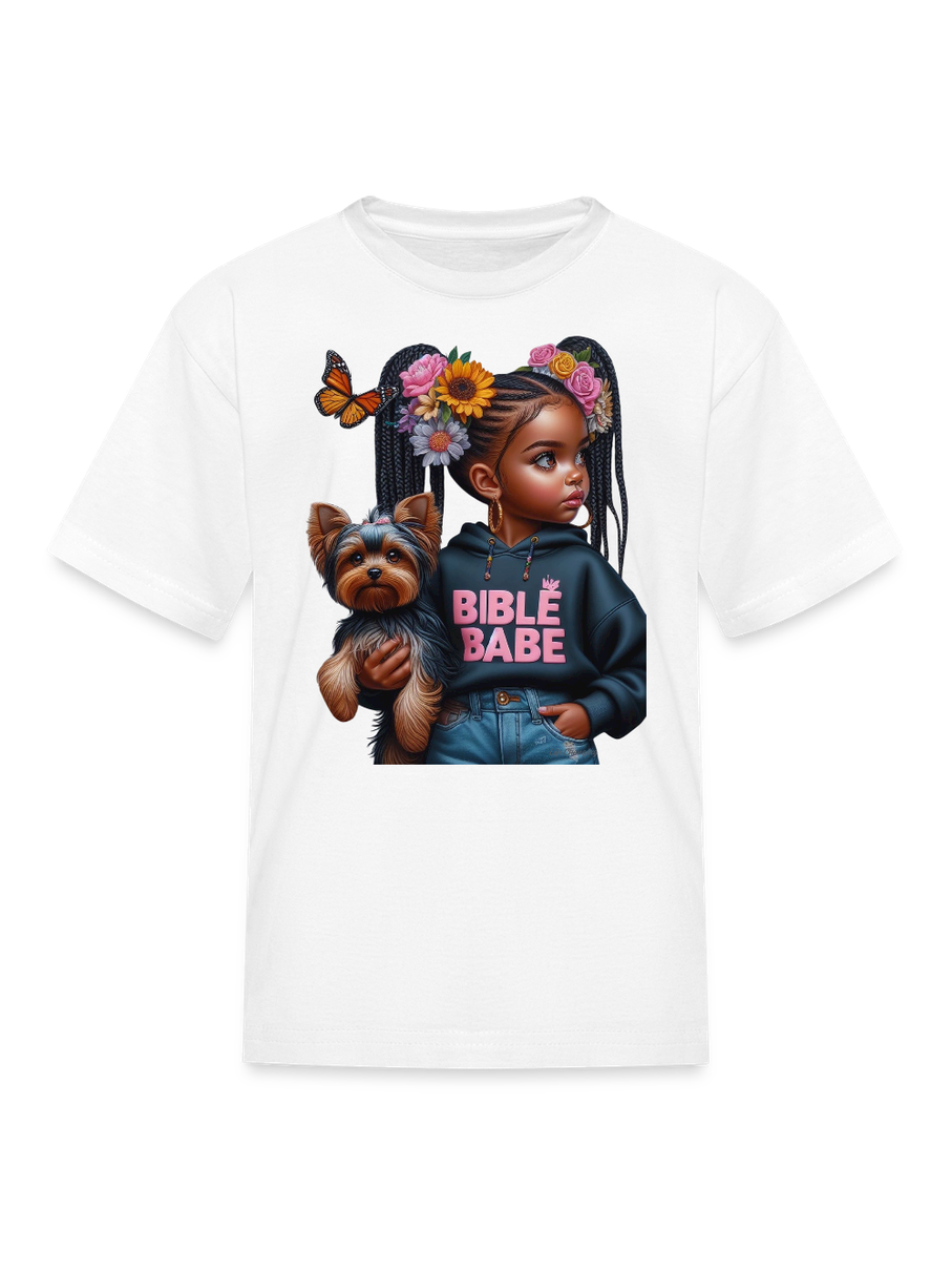 African American Girls Bible Babe with Dog Short Sleeve T-Shirt NicholesGifts