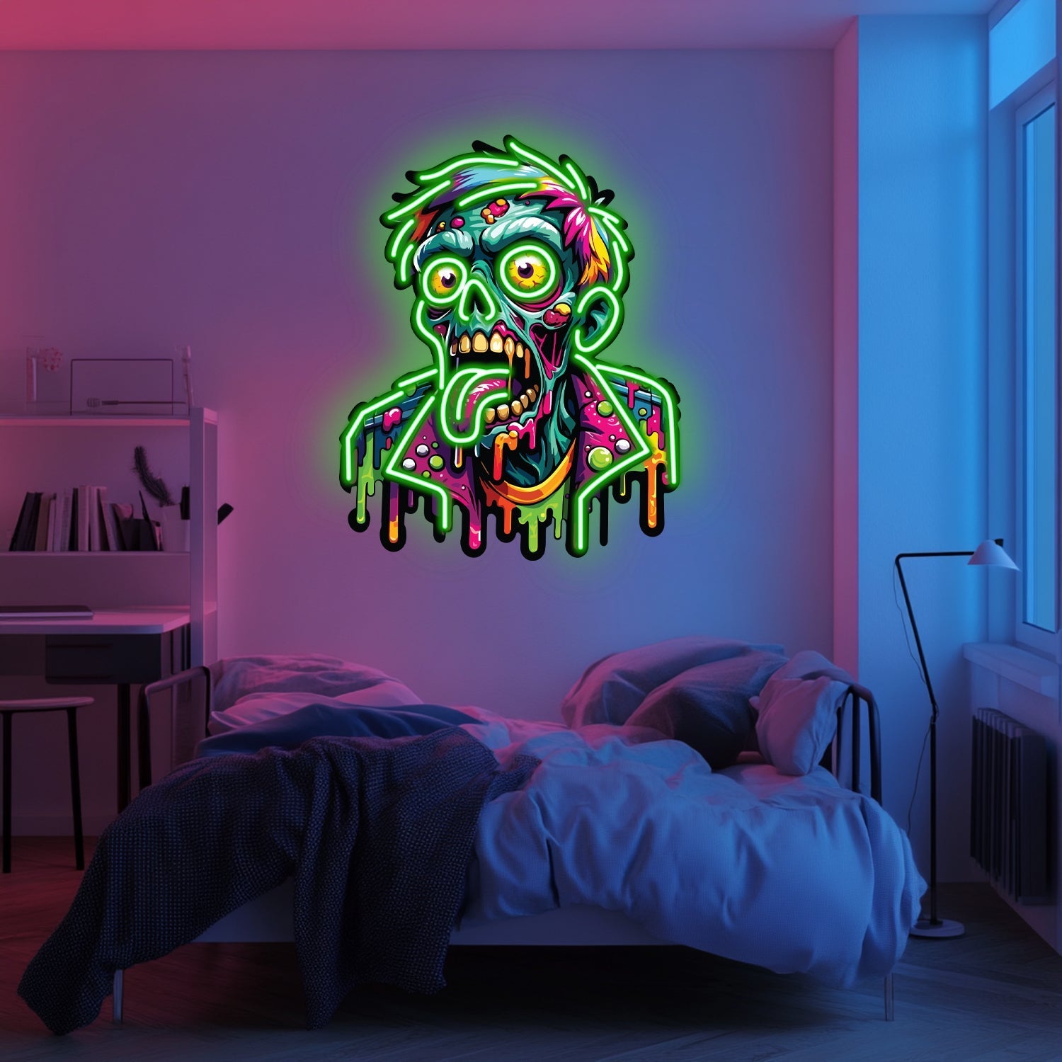 UV Printed Zombie  Neon Wall Art- LV0059 Liviqon.co