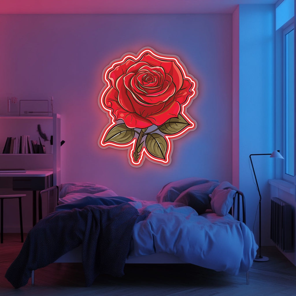 UV Printed Rose Neon Wall Art- LV0073 Liviqon.co