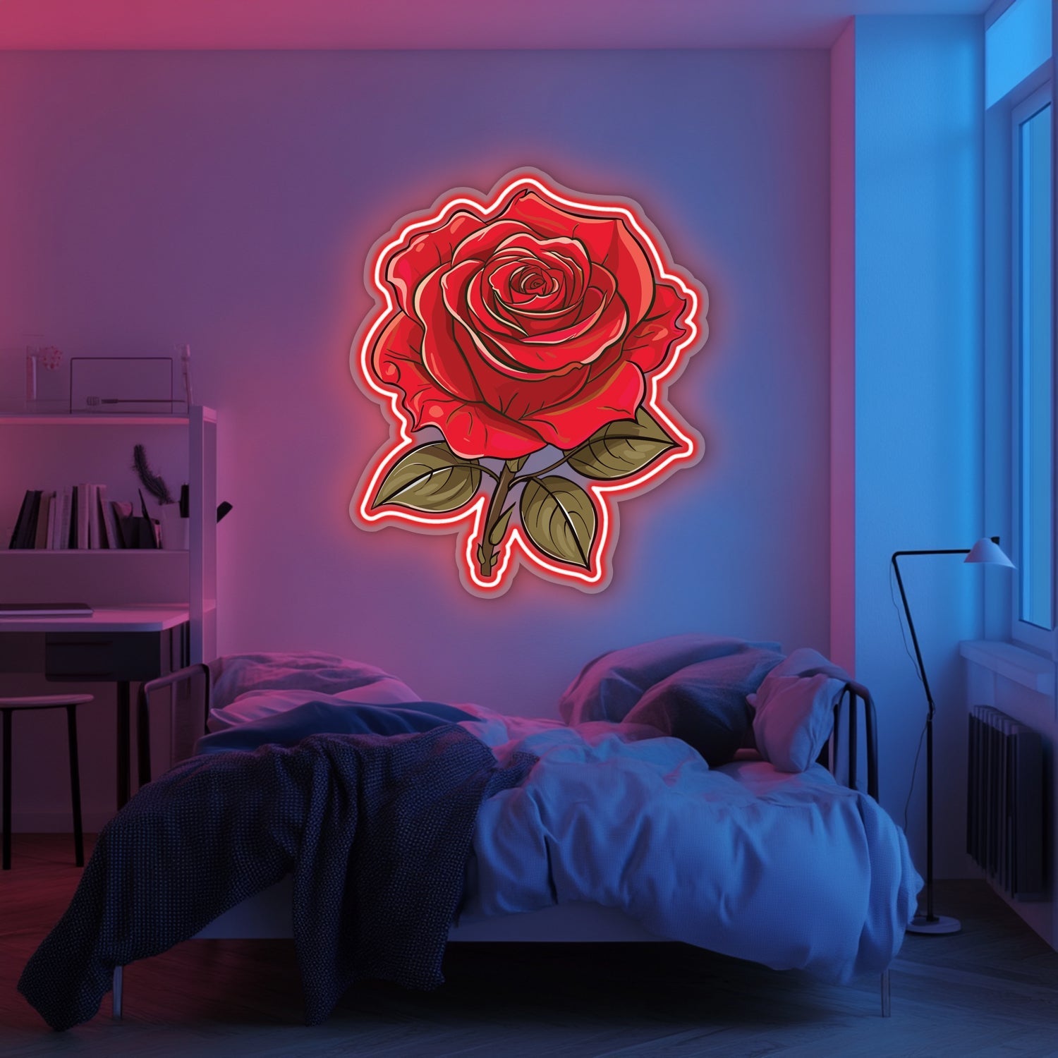 UV Printed Rose Neon Wall Art- LV0073 Liviqon.co