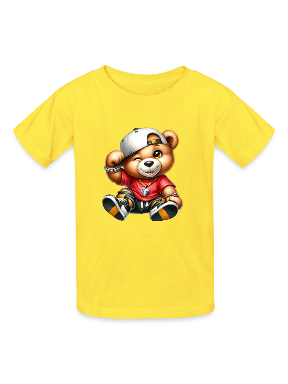 Boys Teddy Bear White Hat Short Sleeve T-Shirt NicholesGifts
