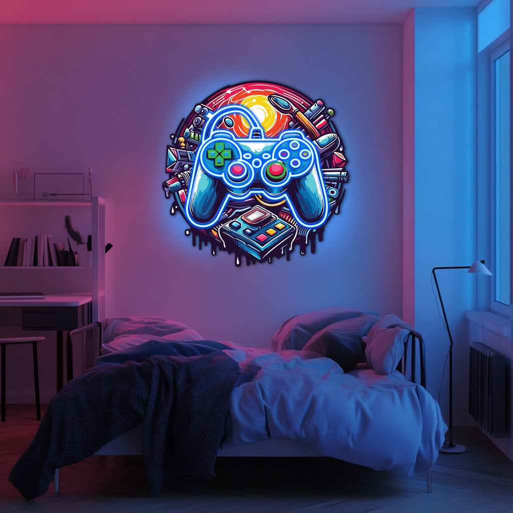 UV Printed Gamepad  Neon Wall Art- LV0070 Liviqon.co