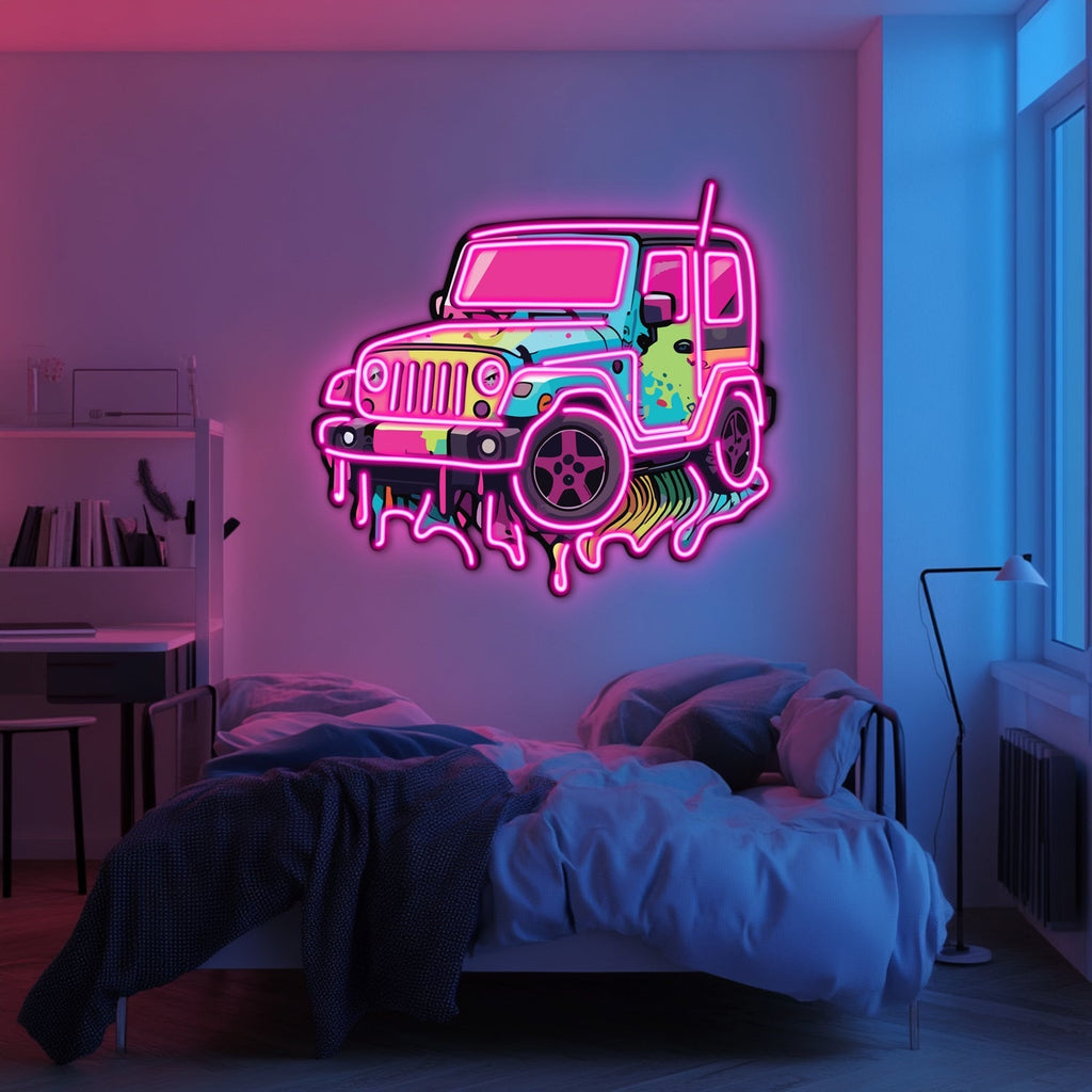 UV Printed Jeep Neon Wall Art- LV0078 Liviqon.co