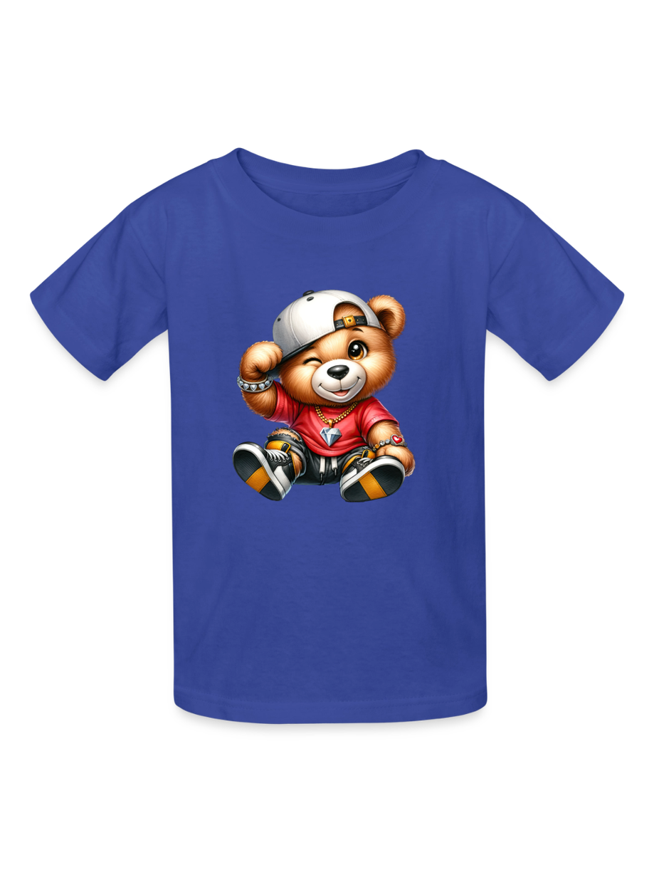Boys Teddy Bear White Hat Short Sleeve T-Shirt NicholesGifts