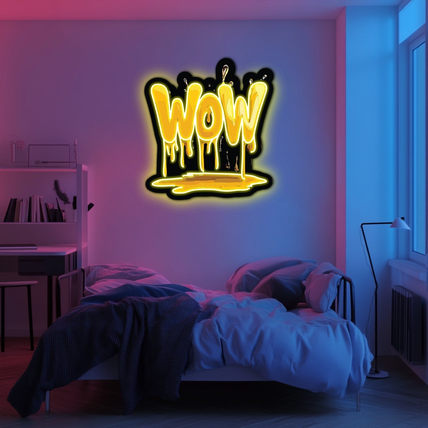 UV Printed WOW Neon Wall Art- LV0057 Liviqon.co