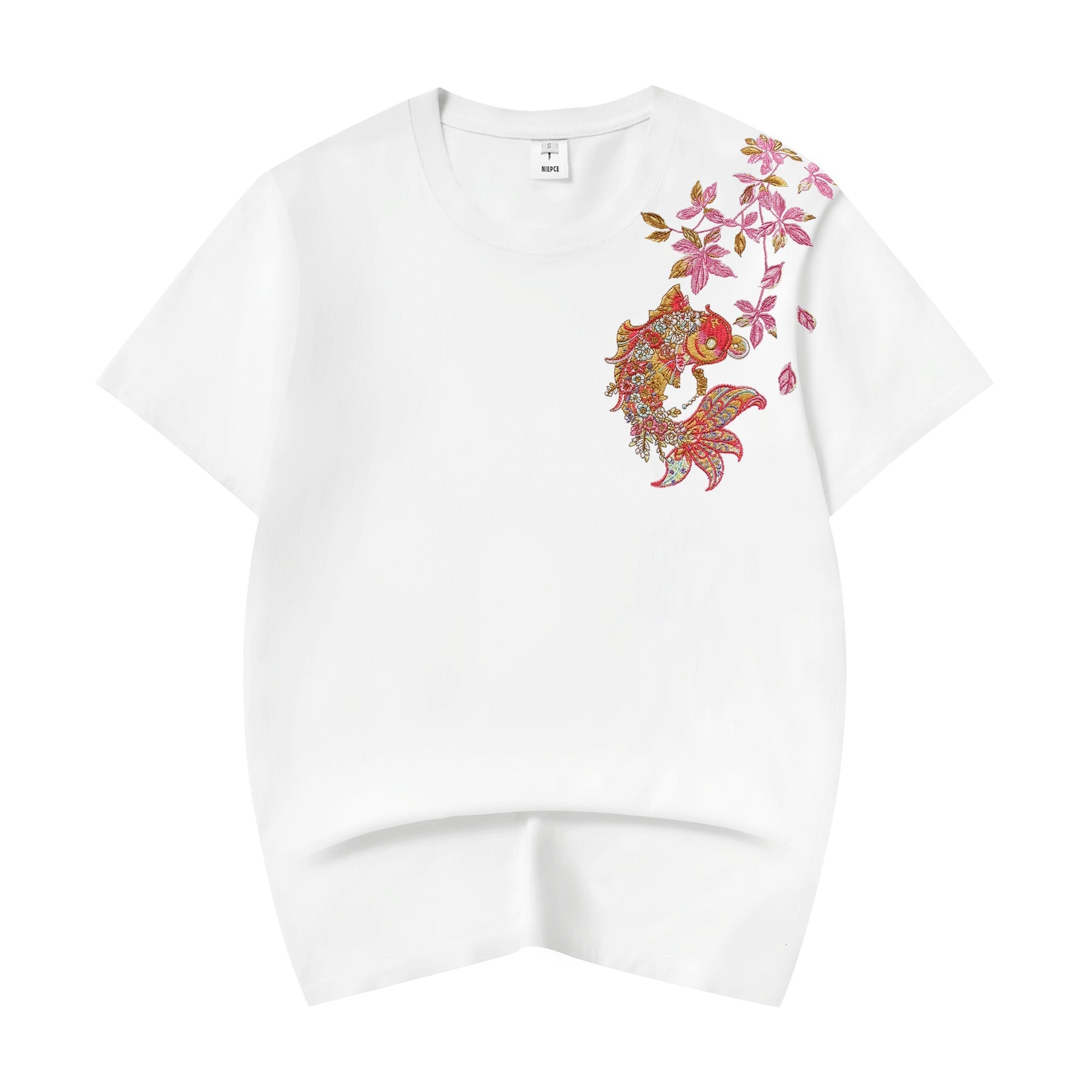 ET522 Gold Coin Koi Embroidered Tee Niepce