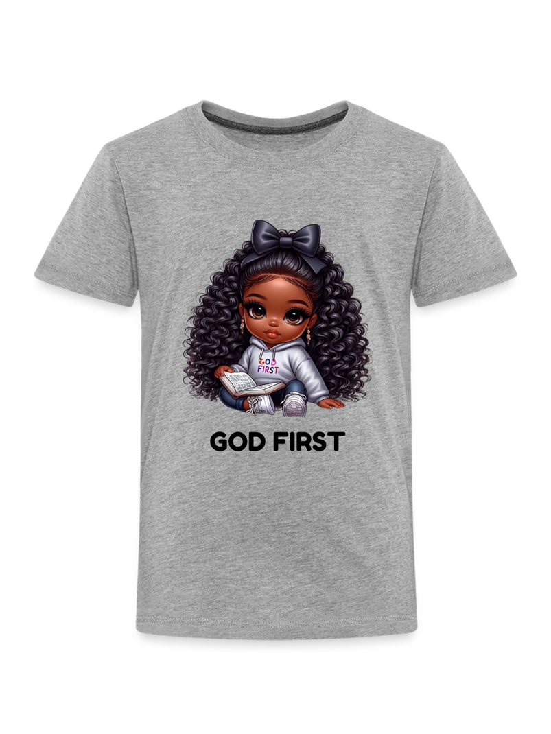 African American Toddler Girls God First Short Sleeve T-Shirt NicholesGifts