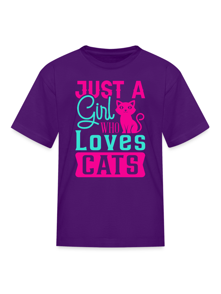 Girls Just A Girl Who Love Cats Short Sleeve Summer T-Shirt NicholesGifts