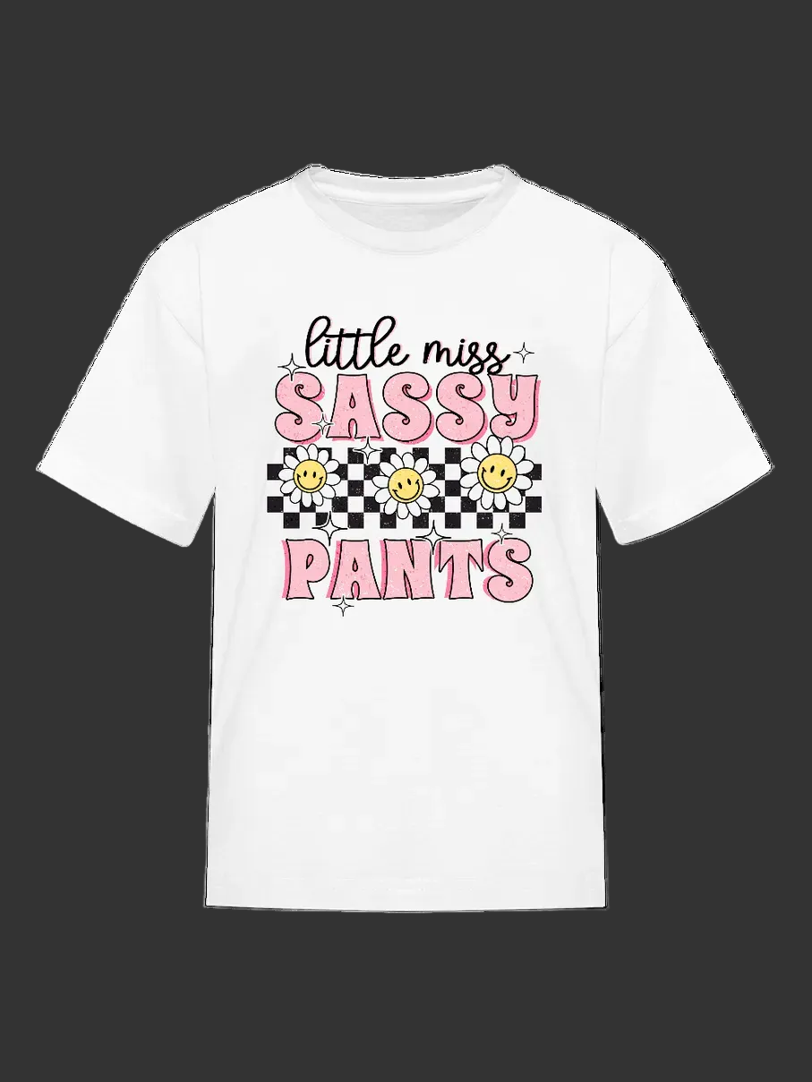 Girls Little Miss Sassy Pants Short Sleeve T-Shirt NicholesGifts