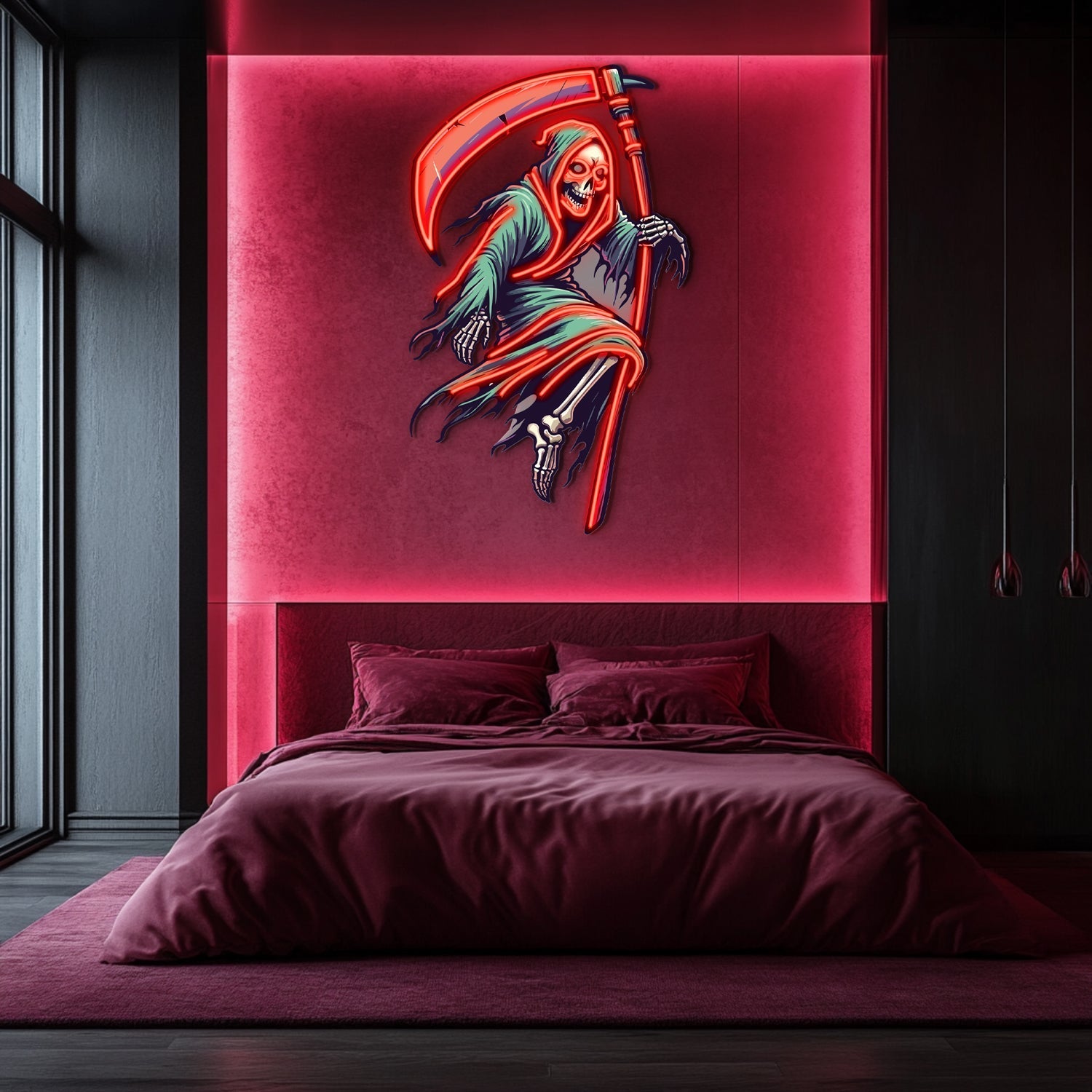 UV Printed Angel of Death Neon Wall Art- LV0003 Liviqon.co
