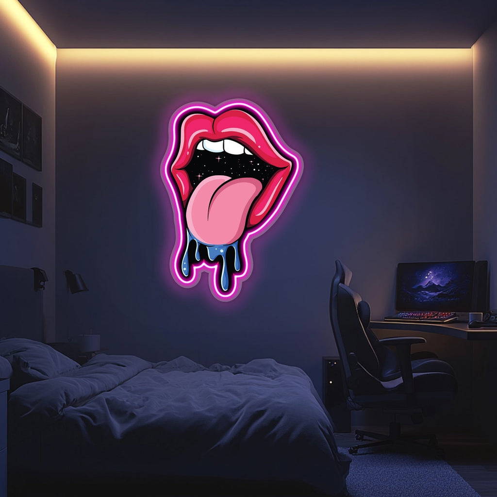 UV Printed Galactic Tongue  Neon Wall Art- LV0069 Liviqon.co