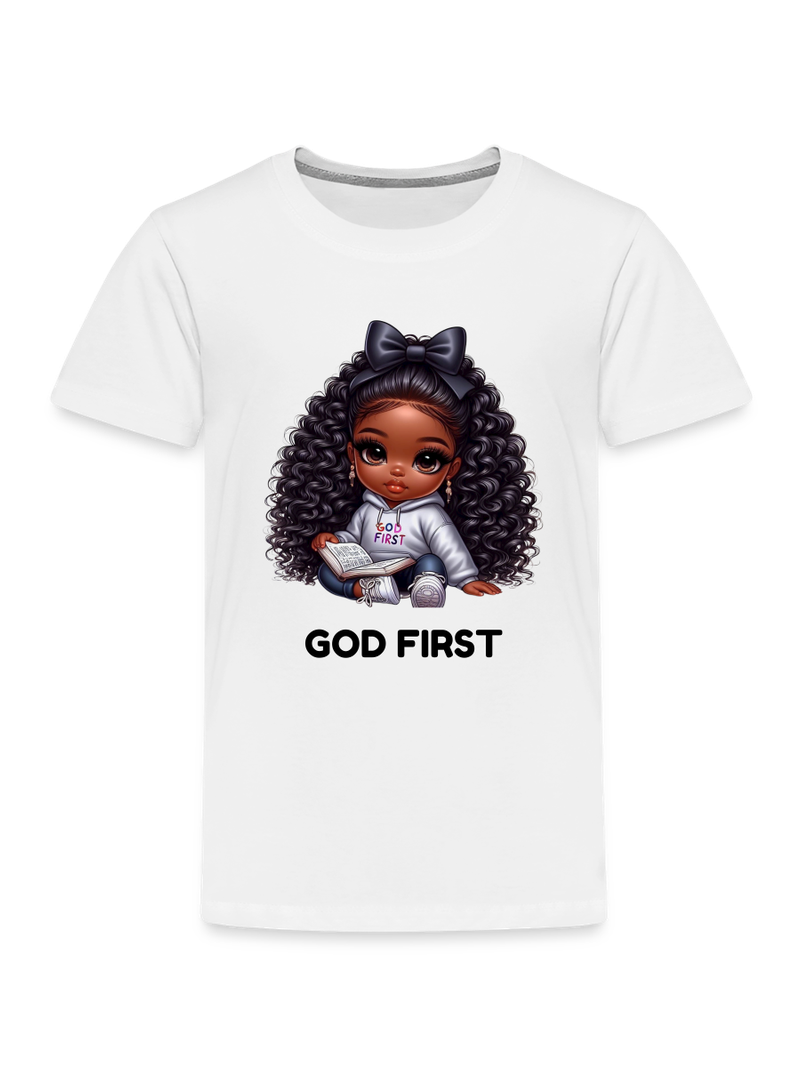 African American Toddler Girls God First Short Sleeve T-Shirt NicholesGifts