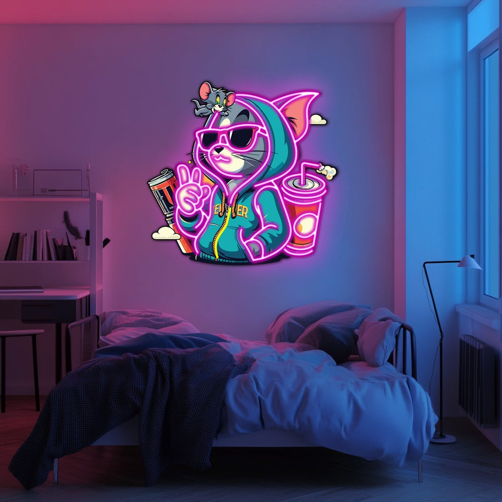 UV Printed Tom and Jerry Neon Wall Art- LV0052 Liviqon.co