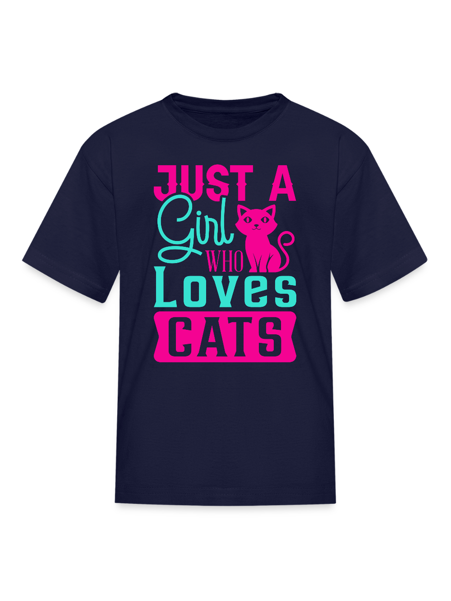 Girls Just A Girl Who Love Cats Short Sleeve Summer T-Shirt NicholesGifts