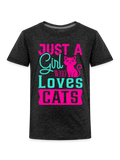 Toddler Girls Just A Girl Who Loves Cats Short Sleeve T-Shirt NicholesGifts