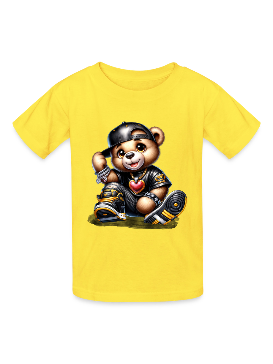 Boys Black Hat Teddy Bear Short Sleeve T-Shirt NicholesGifts