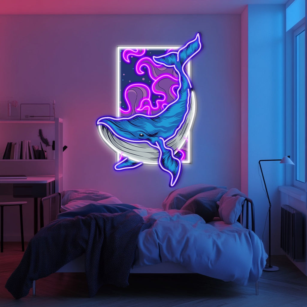UV Printed Whale Neon Wall Art- LV0005 Liviqon.co