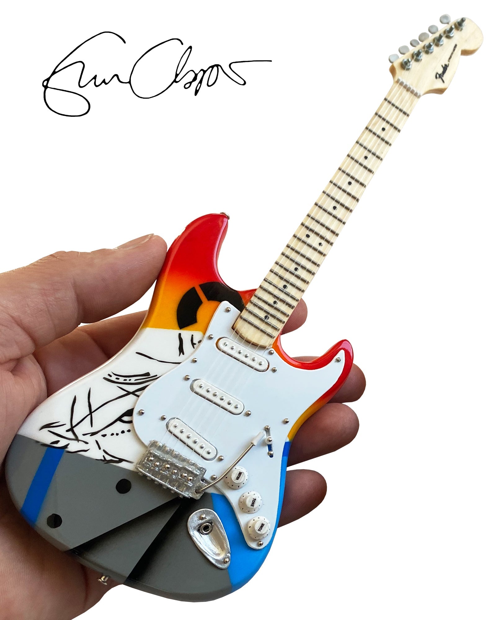 Eric Clapton CRASH One "Over the Rainbow" Mini Guitar Replica - Officially Licensed Fender® Collection AXE HEAVEN® STORE - Mini Guitar Replica Collectibles & Custom Record Awards