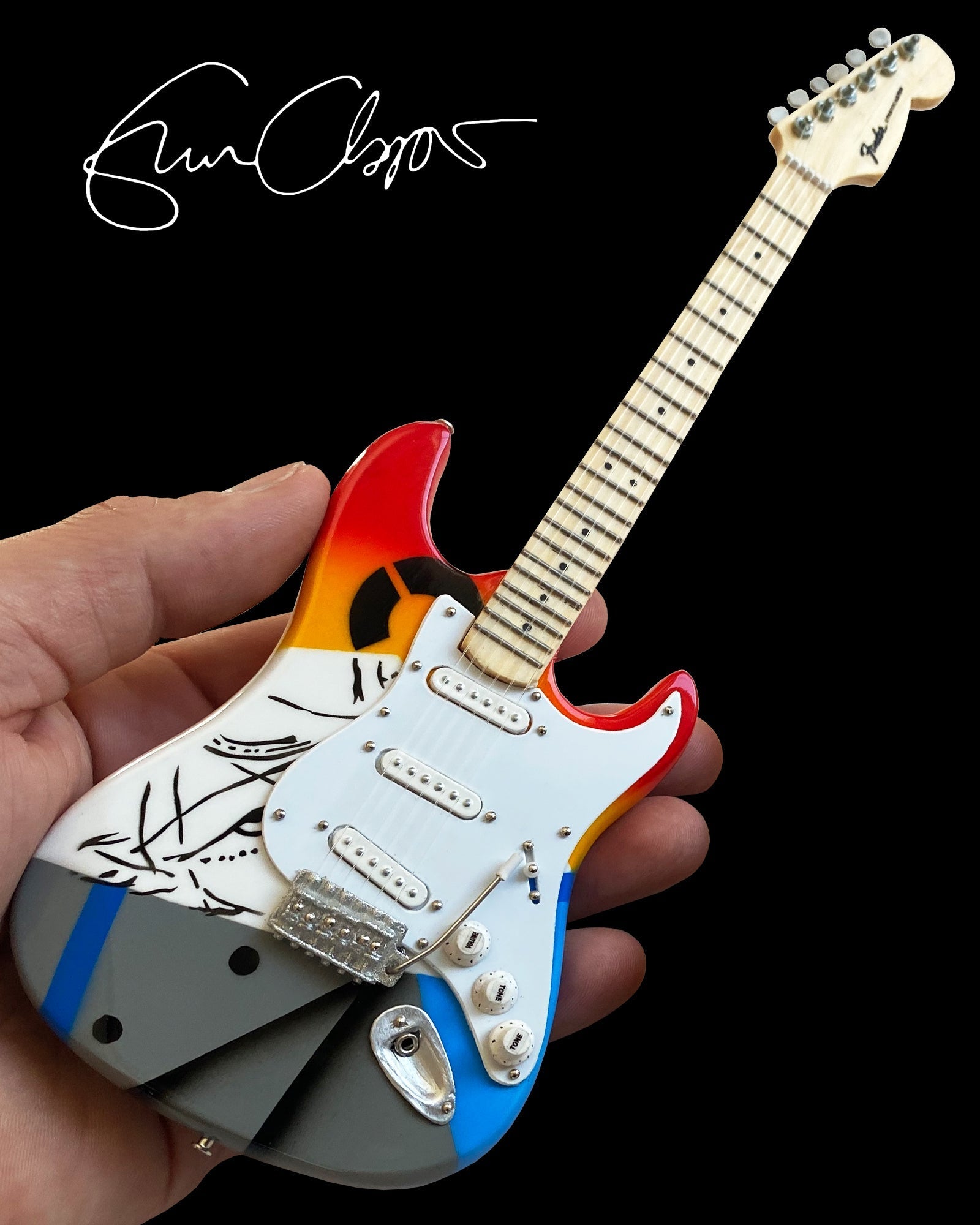 Eric Clapton CRASH One "Over the Rainbow" Mini Guitar Replica - Officially Licensed Fender® Collection AXE HEAVEN® STORE - Mini Guitar Replica Collectibles & Custom Record Awards