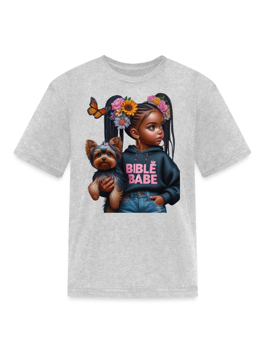 African American Girls Bible Babe with Dog Short Sleeve T-Shirt NicholesGifts