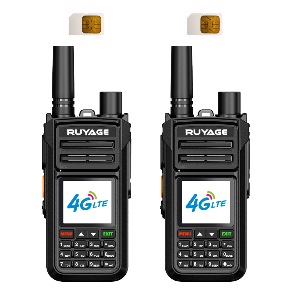 Ruyage X70 Nationwide Lifetime Free 4g+Uhf Walkie Talkies | Global Unlimited Range Dual Mode 2 Way Radios,Relay Function,3000mAh,for Job Site with SIM Cards 2 Pack Ruyage Radio