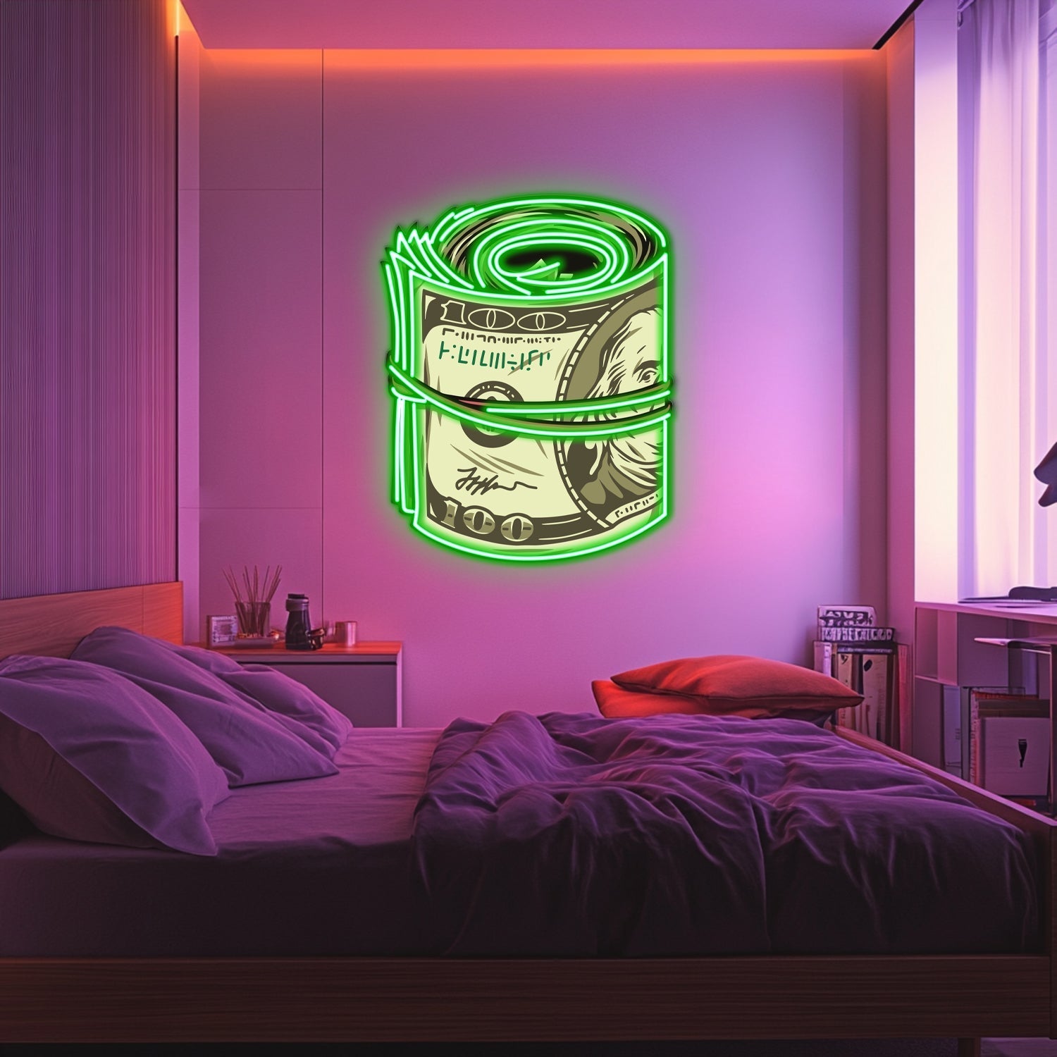 UV Printed Dollar Rulo Neon Wall Art- LV0067 Liviqon.co