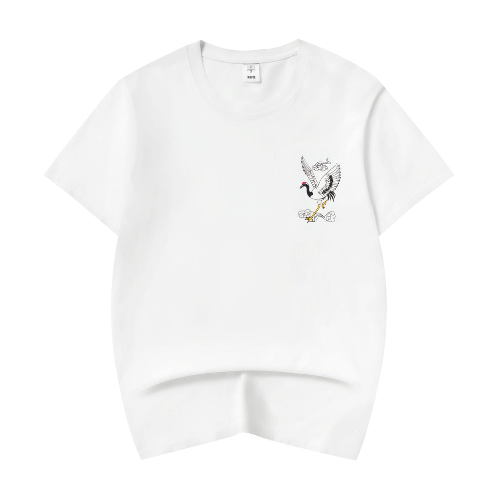 YeT028 Crane and Waves Tee Niepce