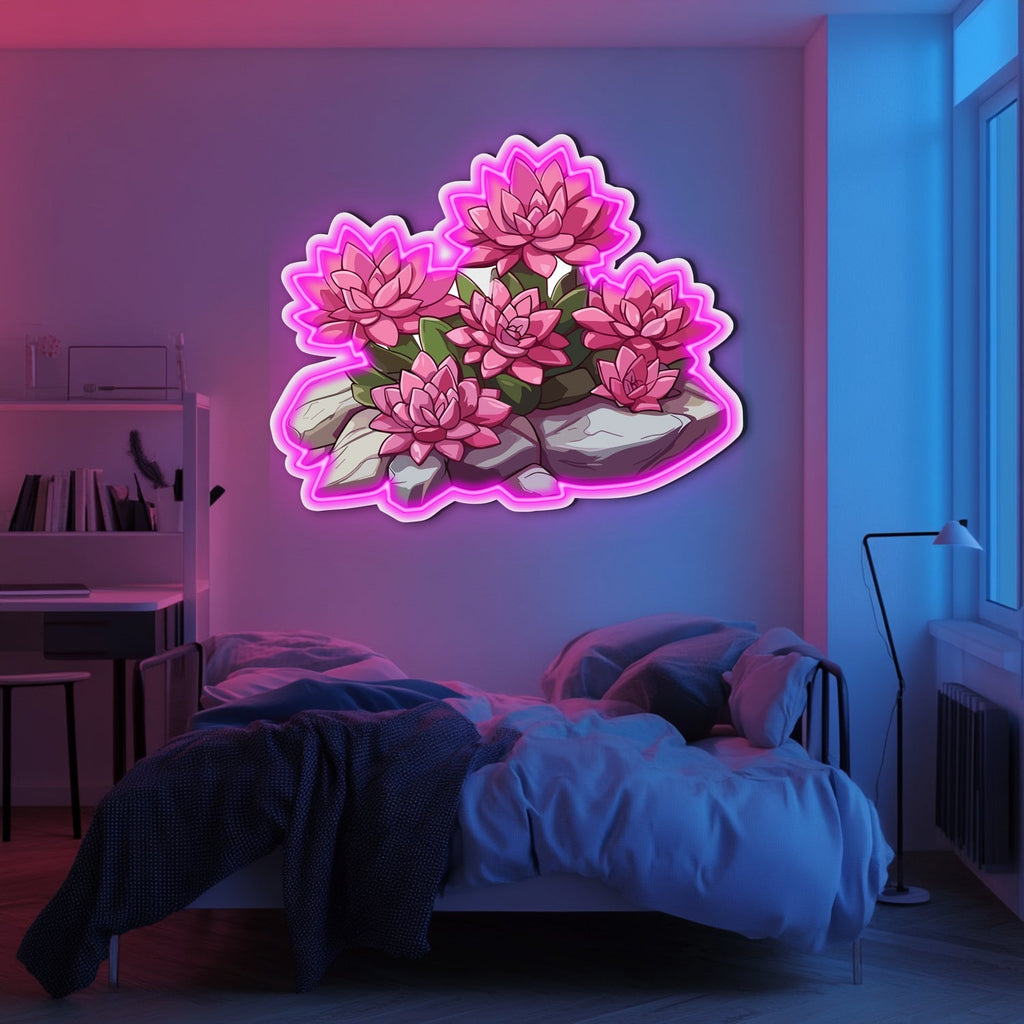 UV Printed Flowers Neon Wall Art- LV0007 Liviqon.co