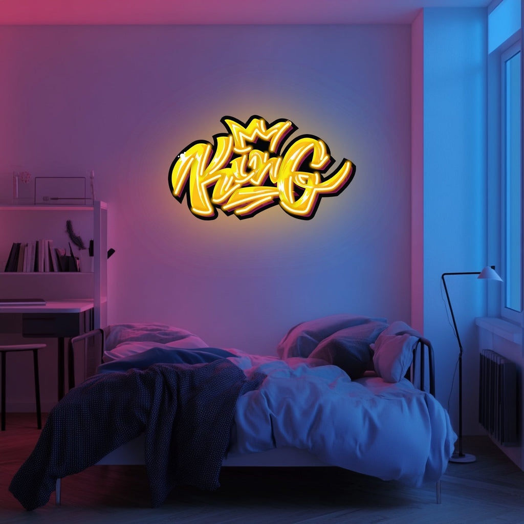 UV Printed King Neon Wall Art- LV0021 Liviqon.co